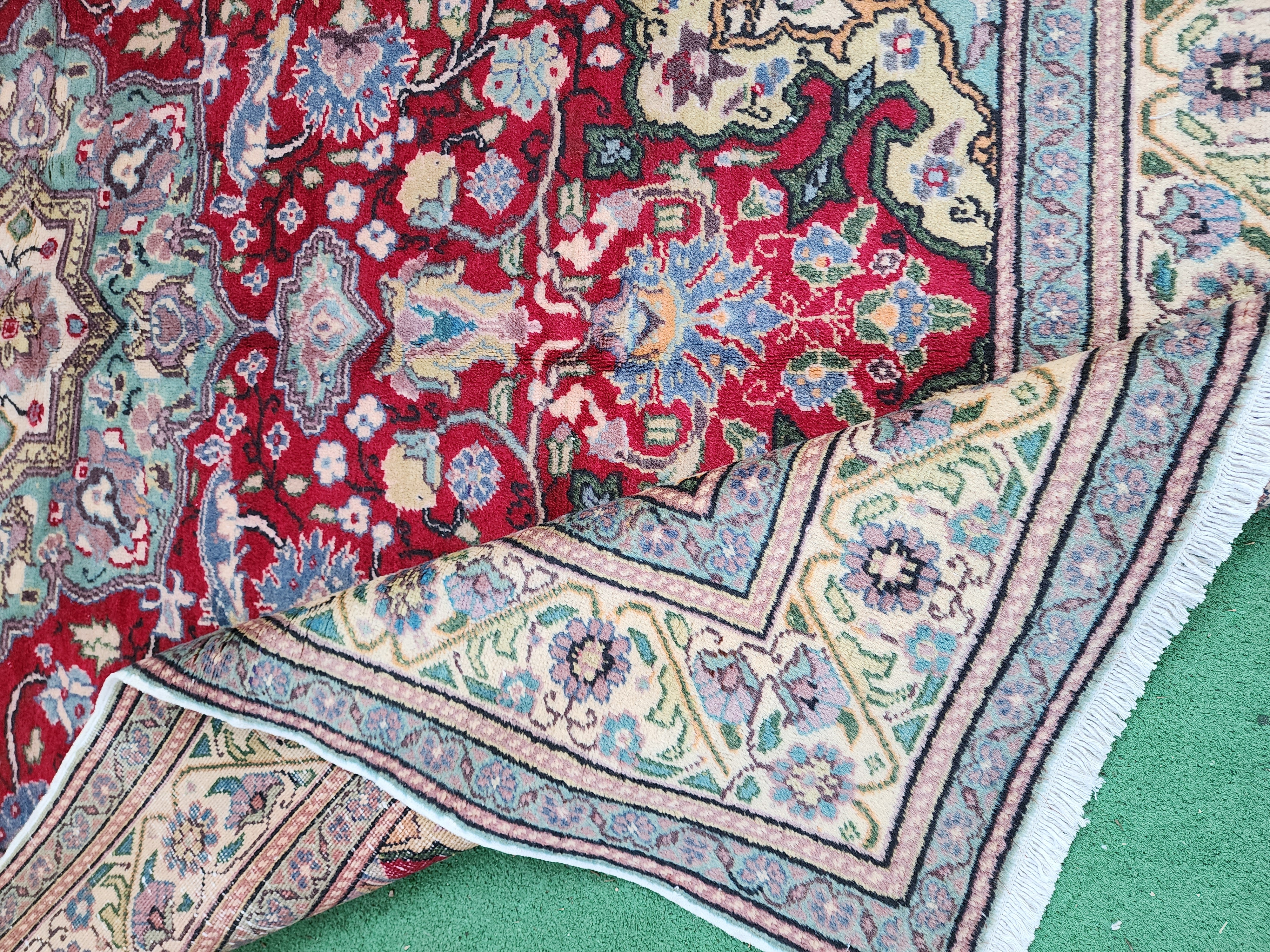 vintage Kayseri Silk Runner Rug — pile detail