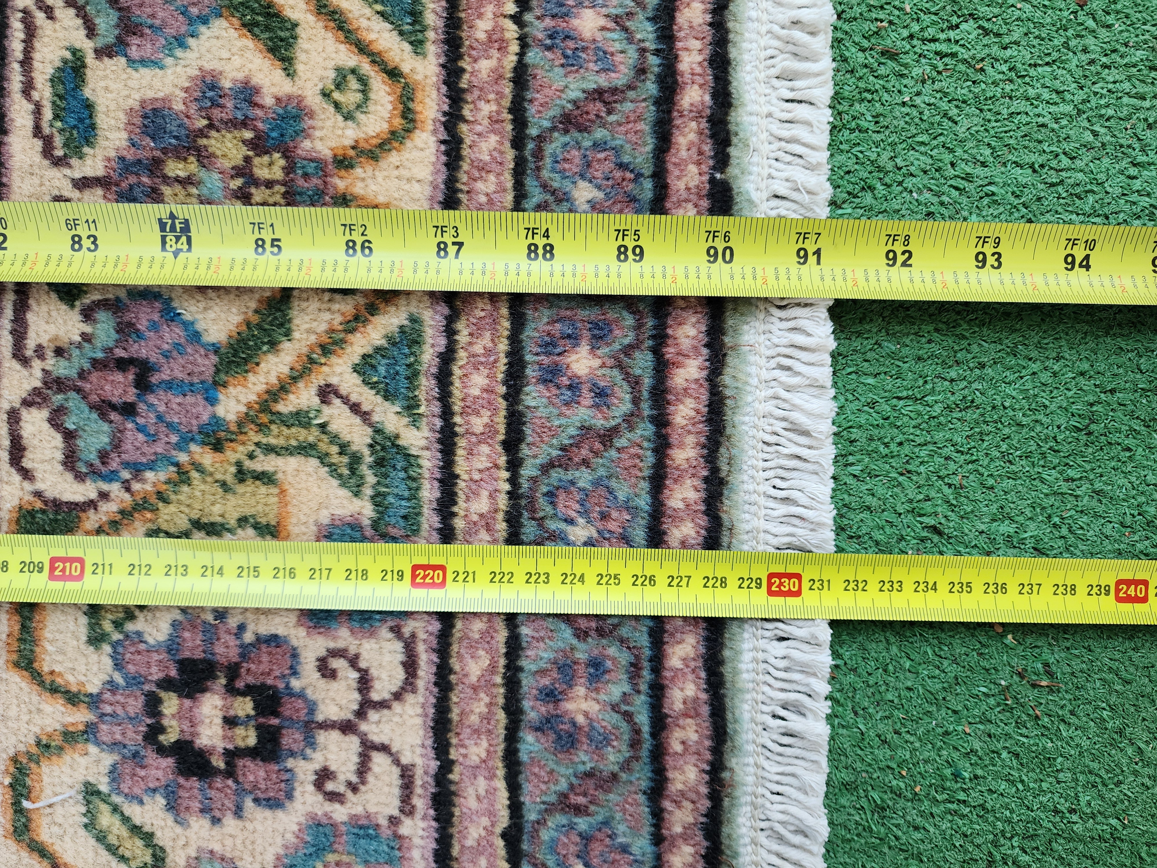 vintage Kayseri Silk Runner Rug — border pattern