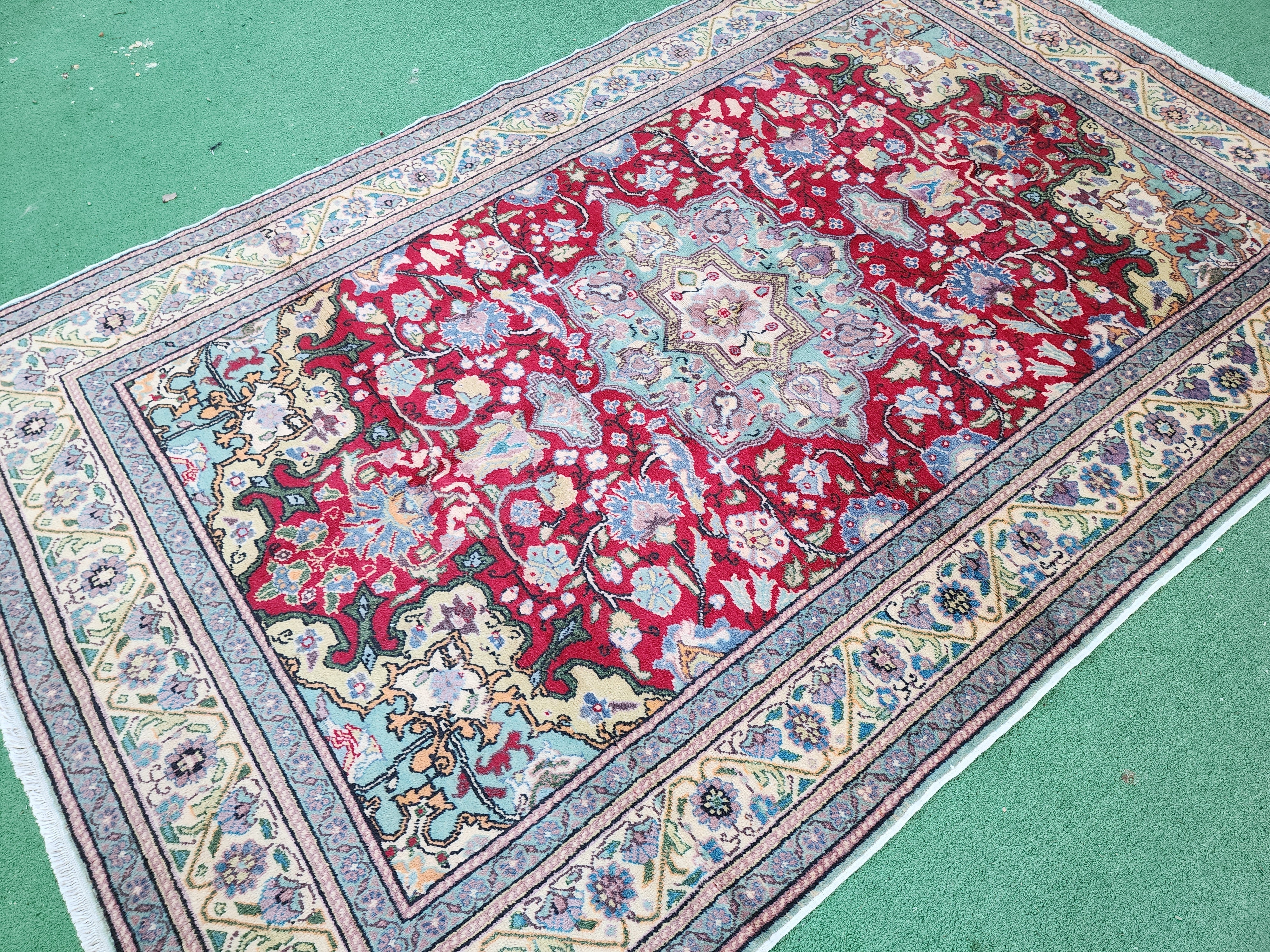 vintage Kayseri Silk Runner Rug — in setting