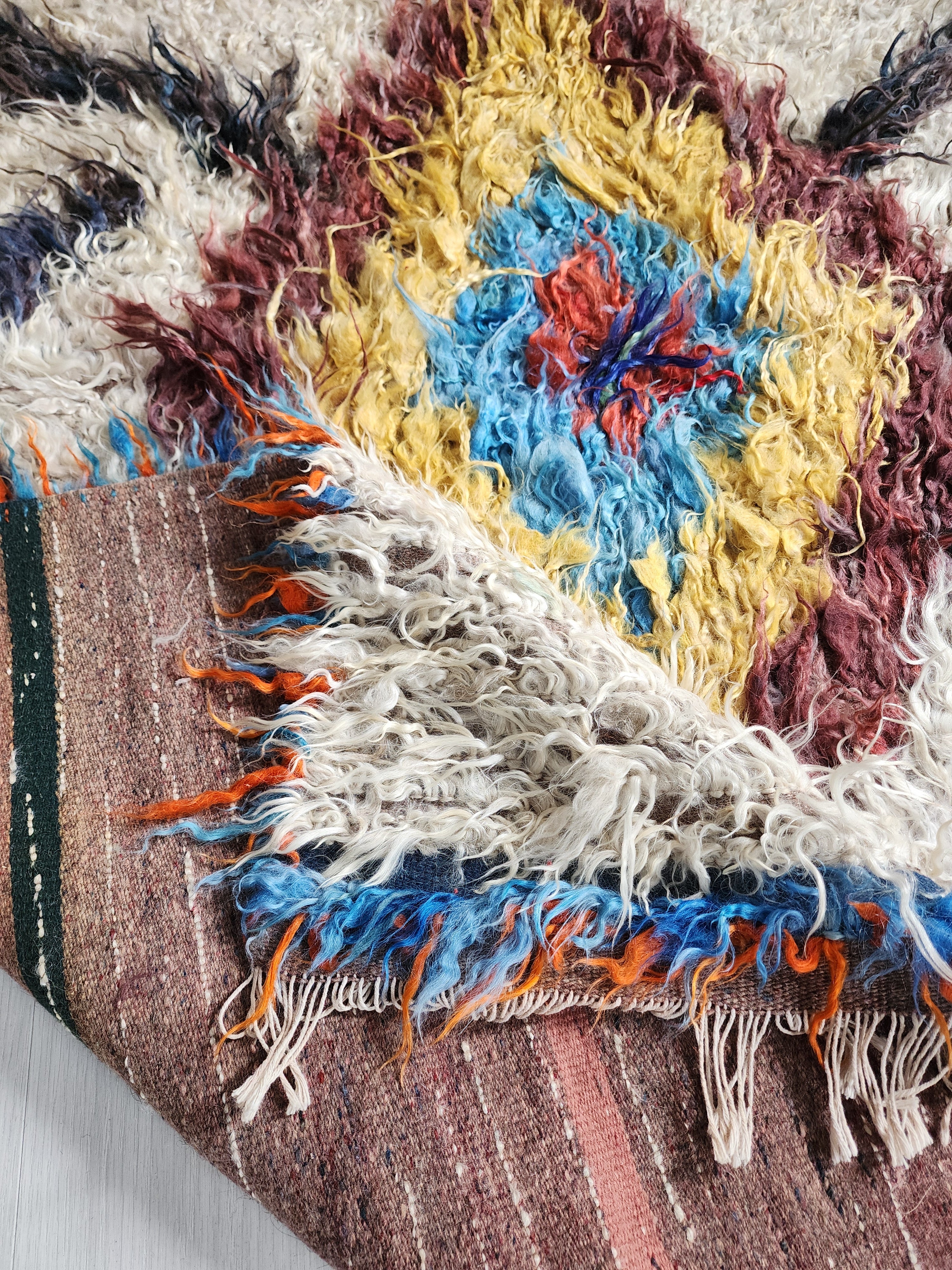 vintage Turkish Wool Area Rug — pile detail