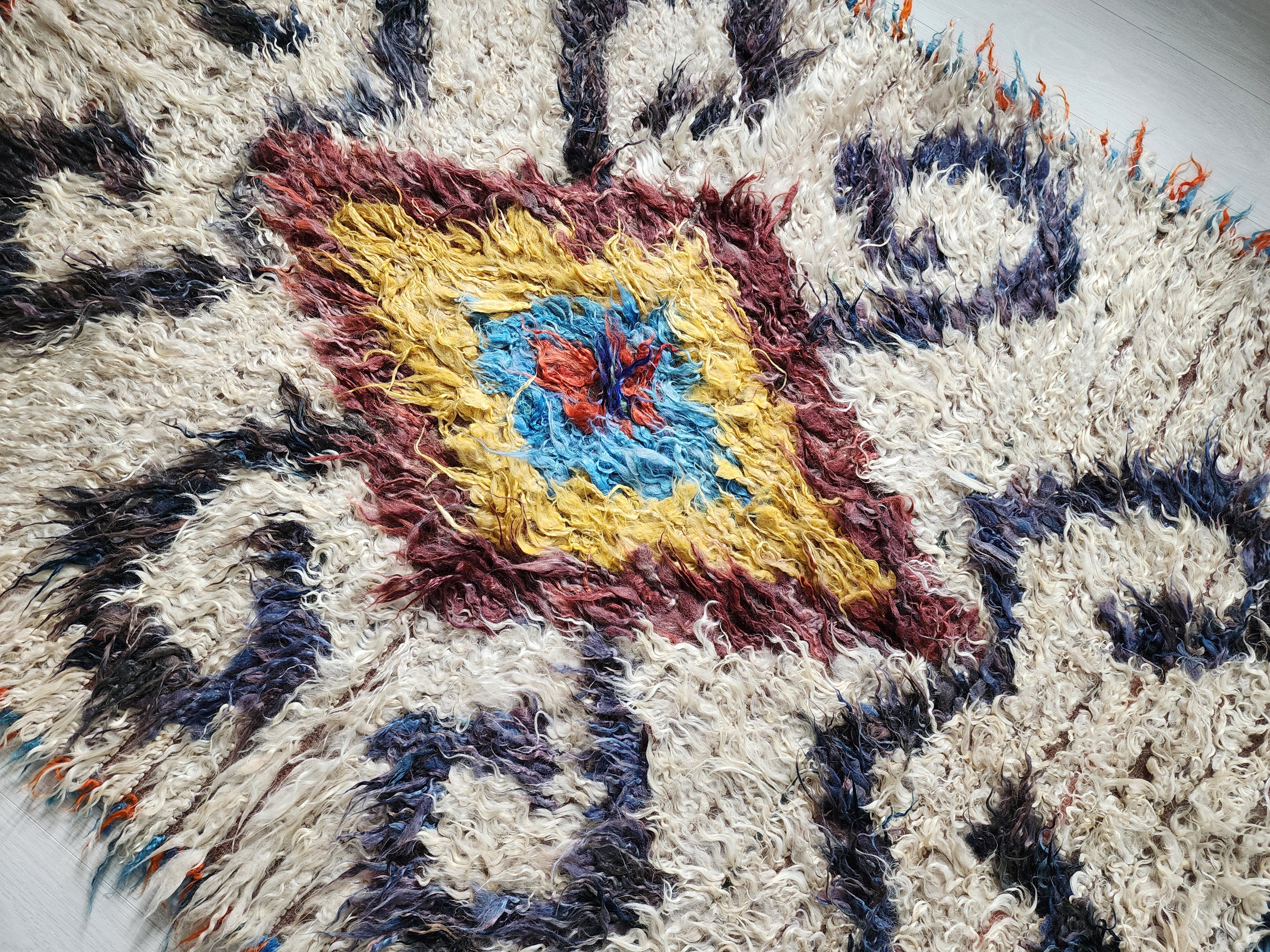 vintage Turkish Wool Area Rug — pattern close-up