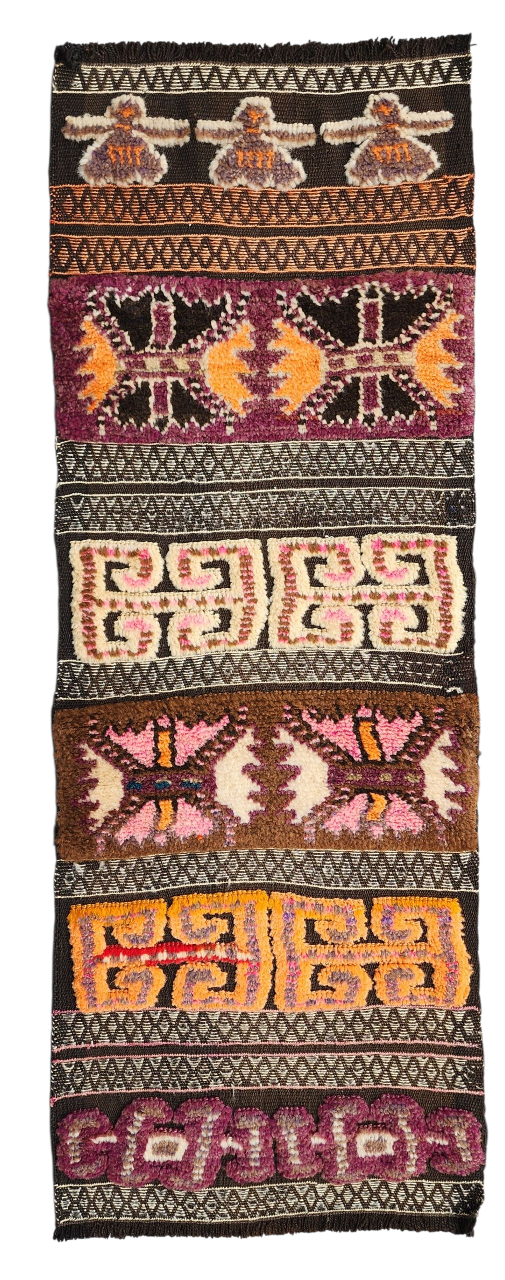 Vintage Kagizman Kilim Rug: Handmade Wool Anatolian Decor (4'8"x1'10")