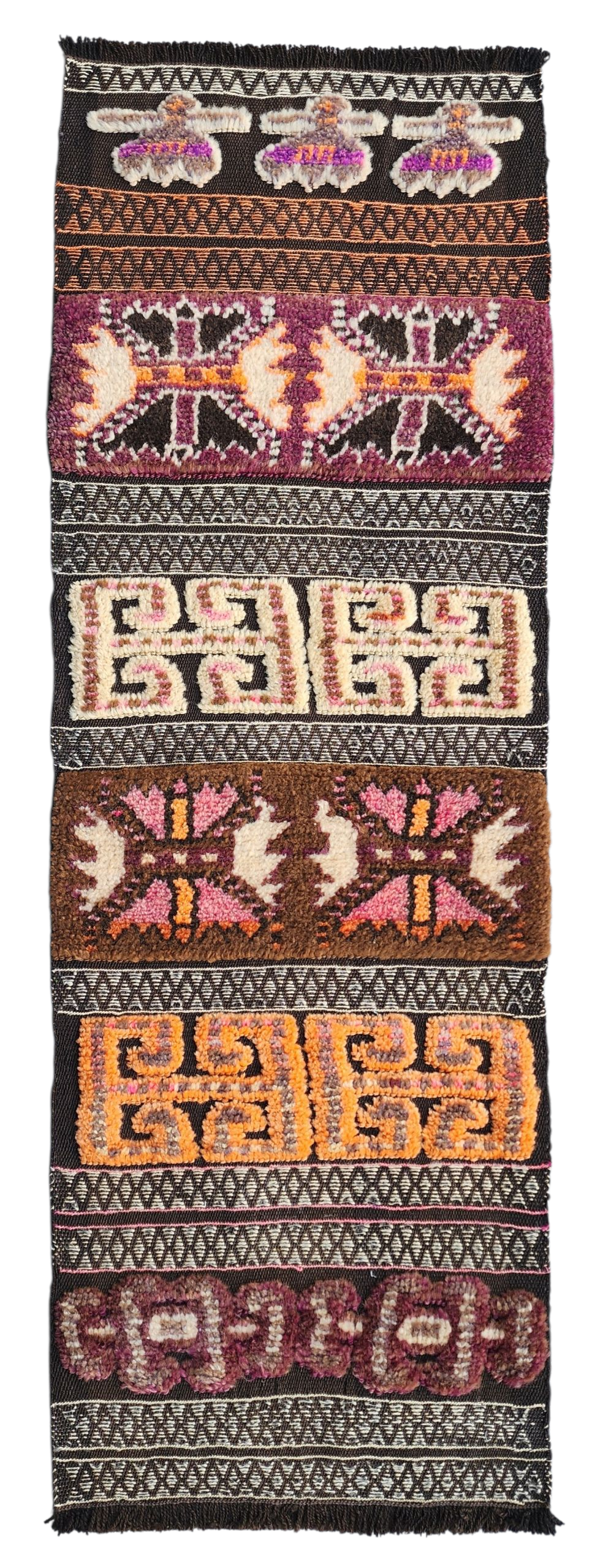 Handmade Wool Kilim Runner Rug: 5x2 ft Vintage Anatolian Boho Decor