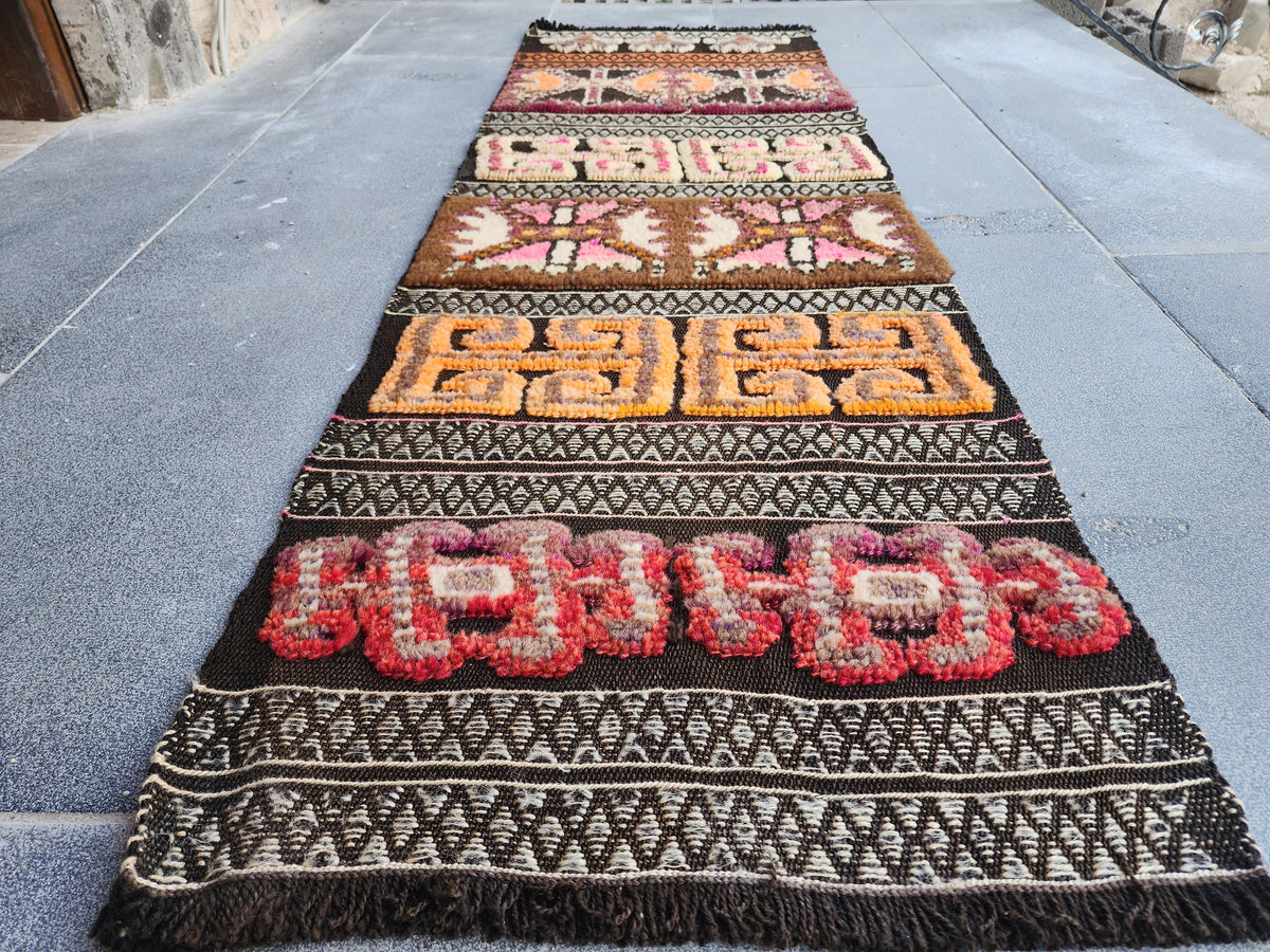 antique Anatolian Wool Runner Rug — styled view