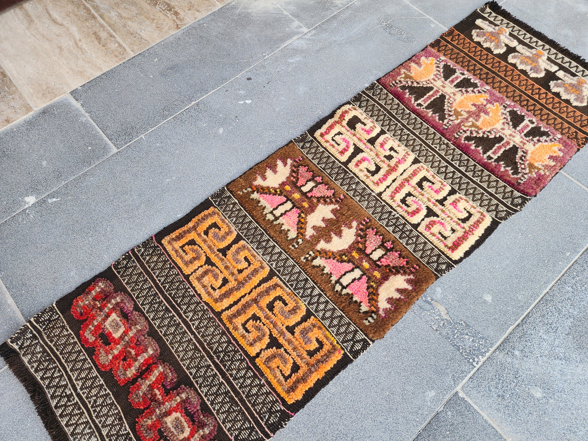 antique Anatolian Wool Runner Rug — in setting