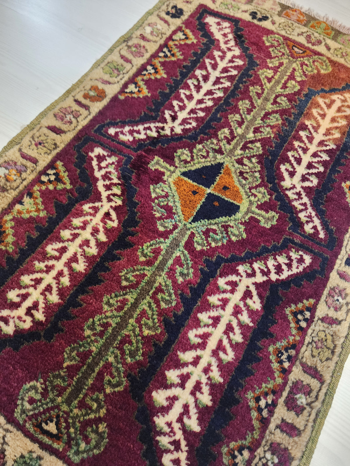 Antique Konya Karaman Rug - Circa 1900s Hand-Knotted Wool Accent Rug - Exceptional Preservation Anatolian Carpet — photo 4