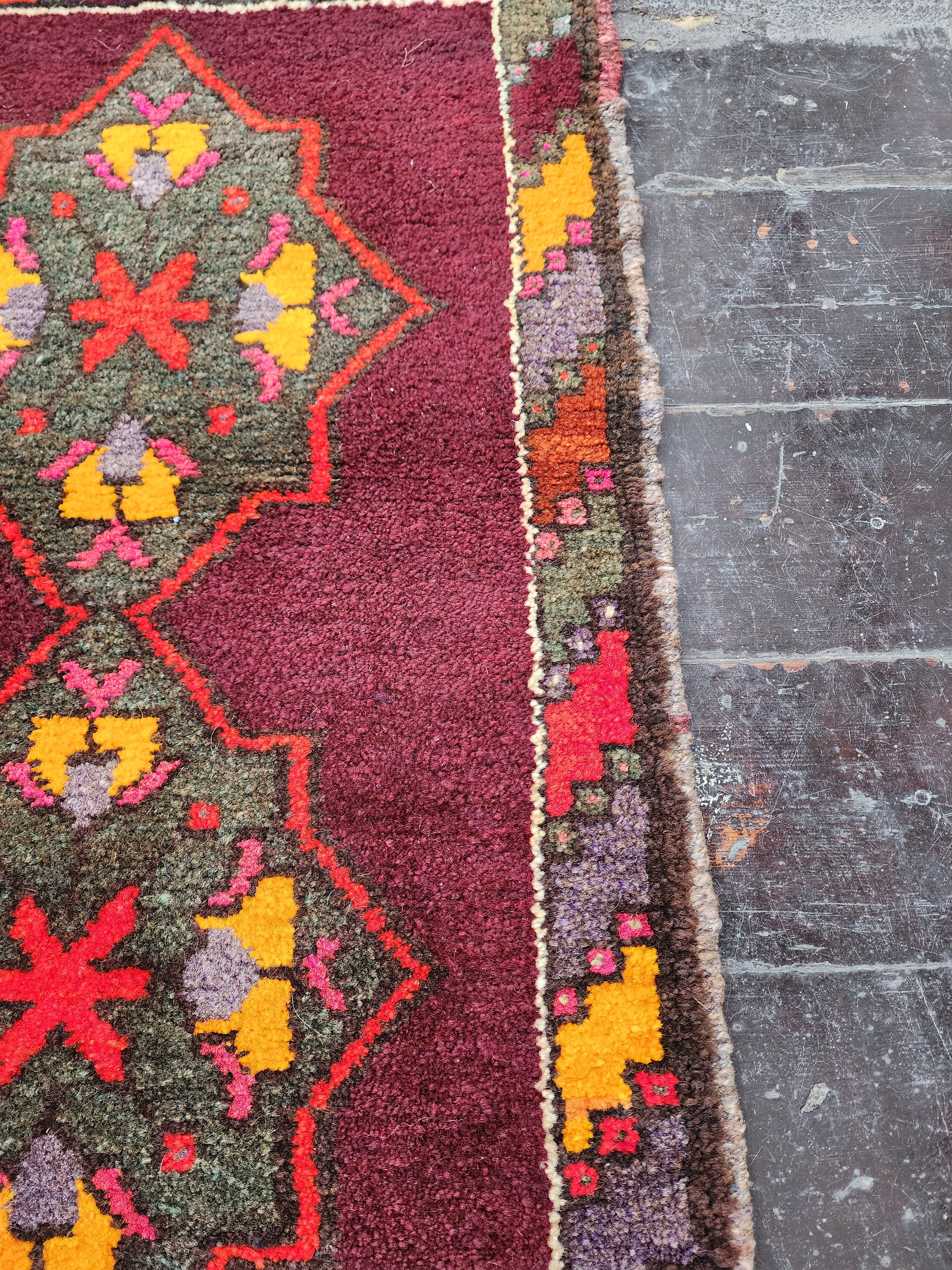 Tapis turc vintage Kars, petit tapis, 2'8"x1'8"