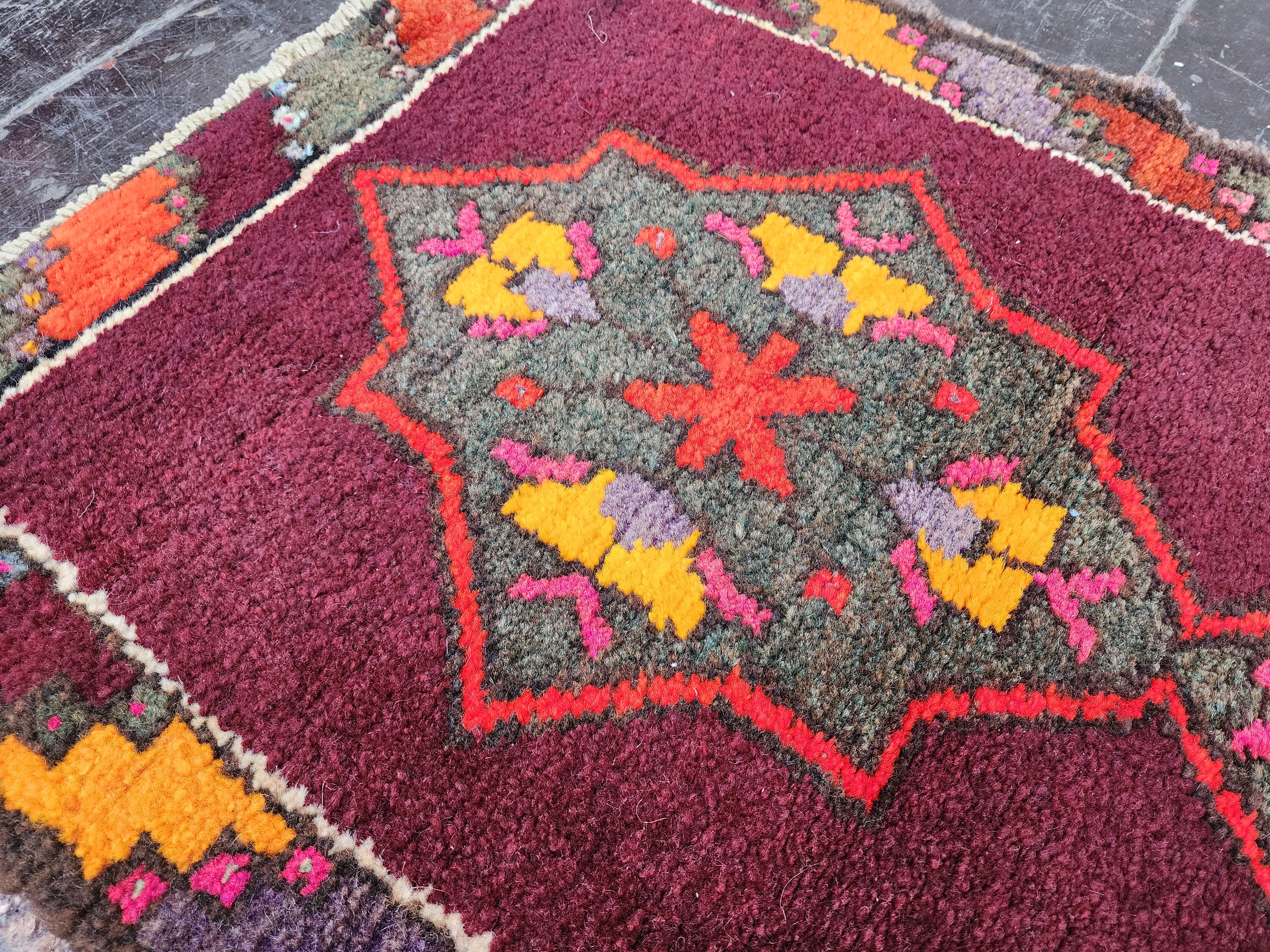 Tapis turc vintage Kars, petit tapis, 2'8"x1'8"