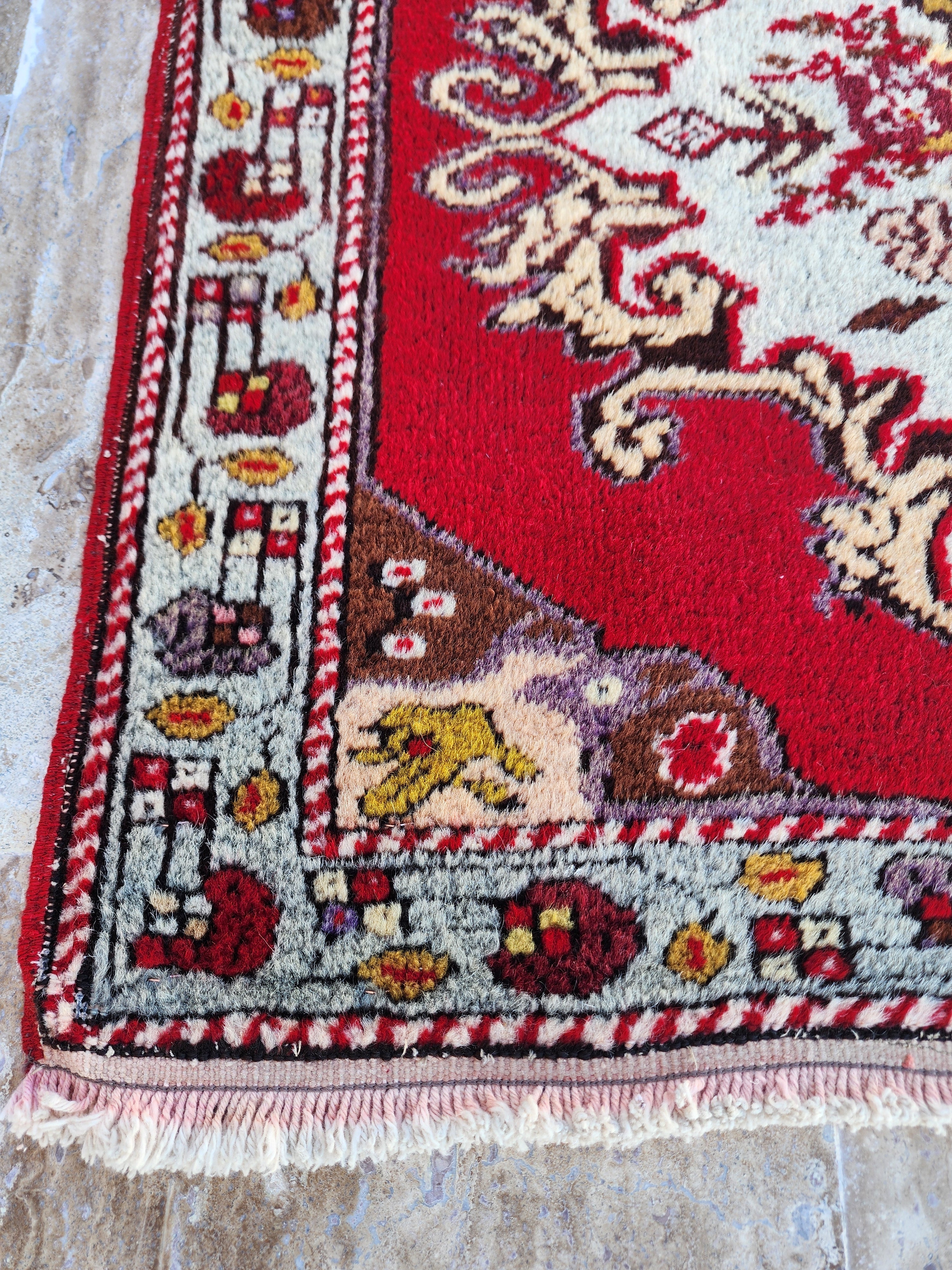 vintage Kayseri Wool Small Rug — pattern close-up