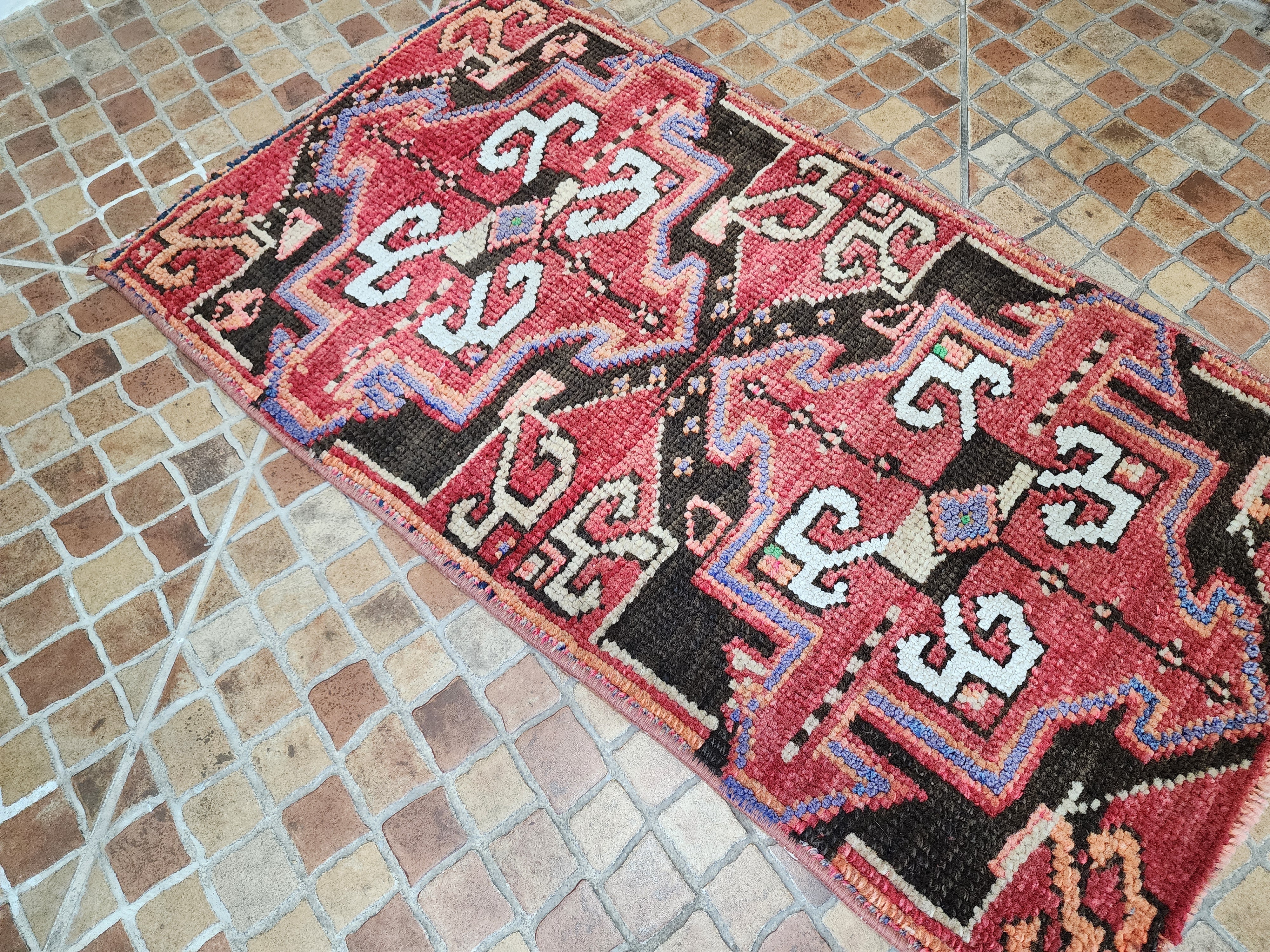 antique Turkish Wool Small Rug — back view