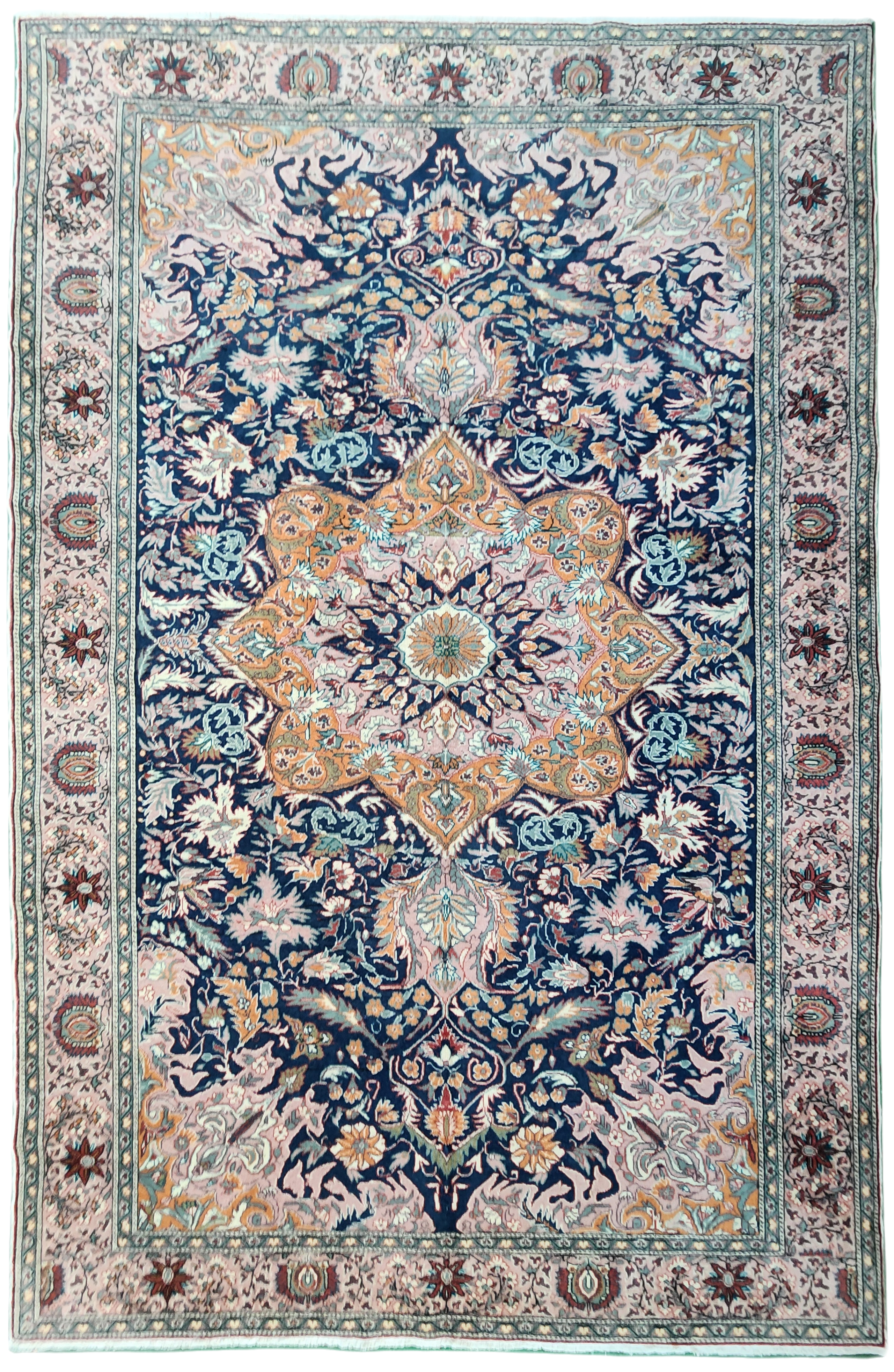 Blue and Brown Turkish Kayseri Rug 6'6''x9'8''