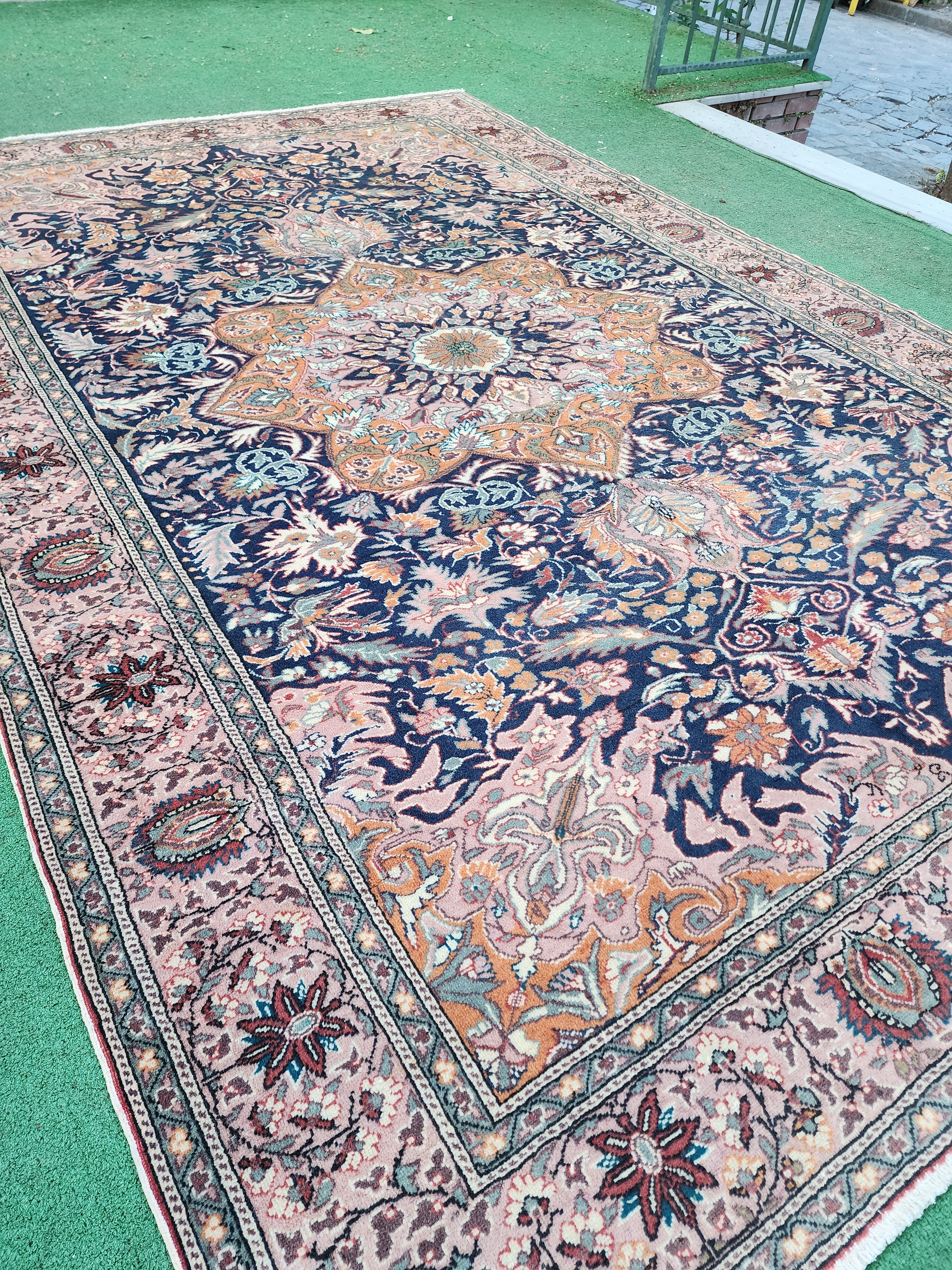 Blue and Brown Turkish Kayseri Rug 6'6''x9'8''