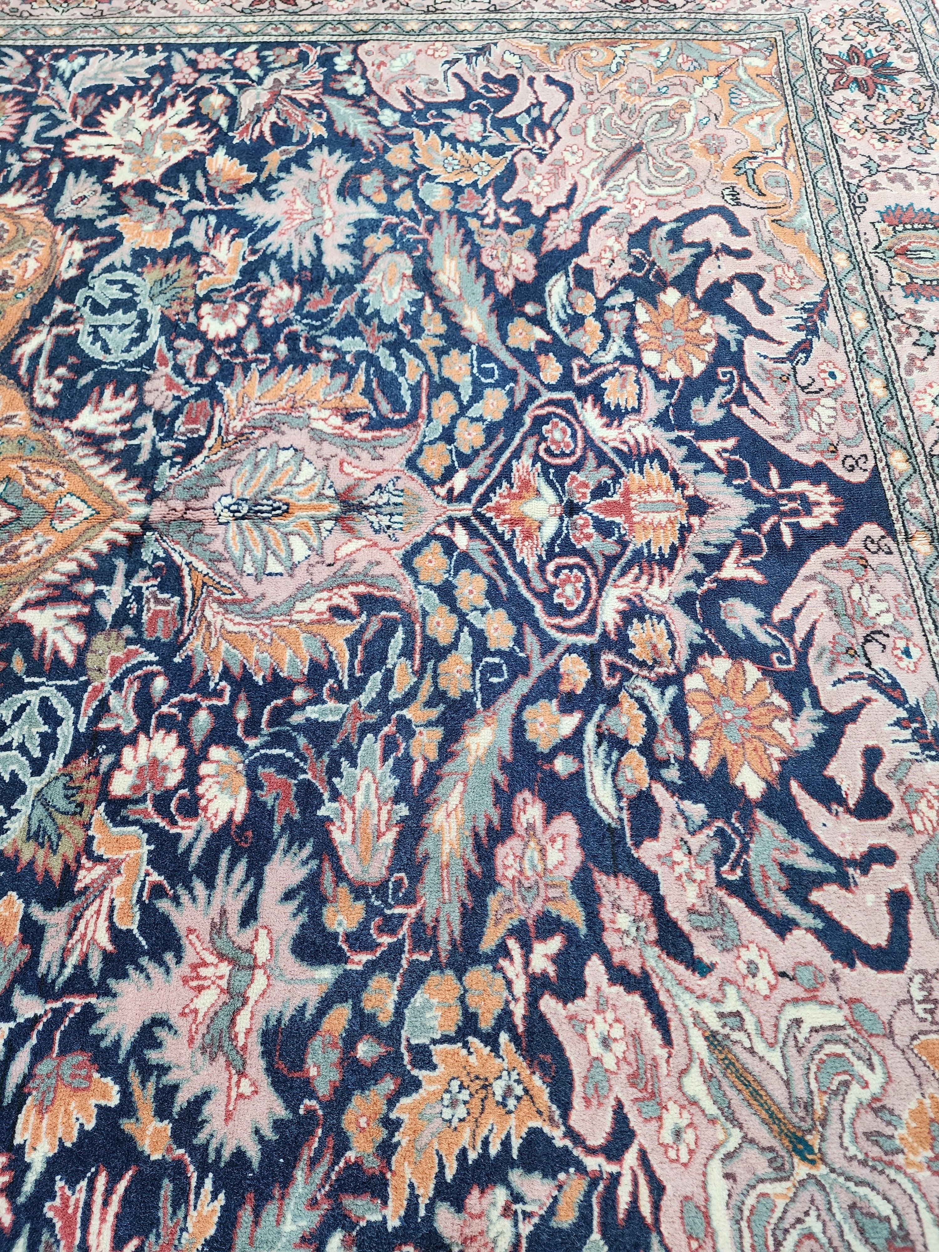 Blue and Brown Turkish Kayseri Rug 6'6''x9'8''