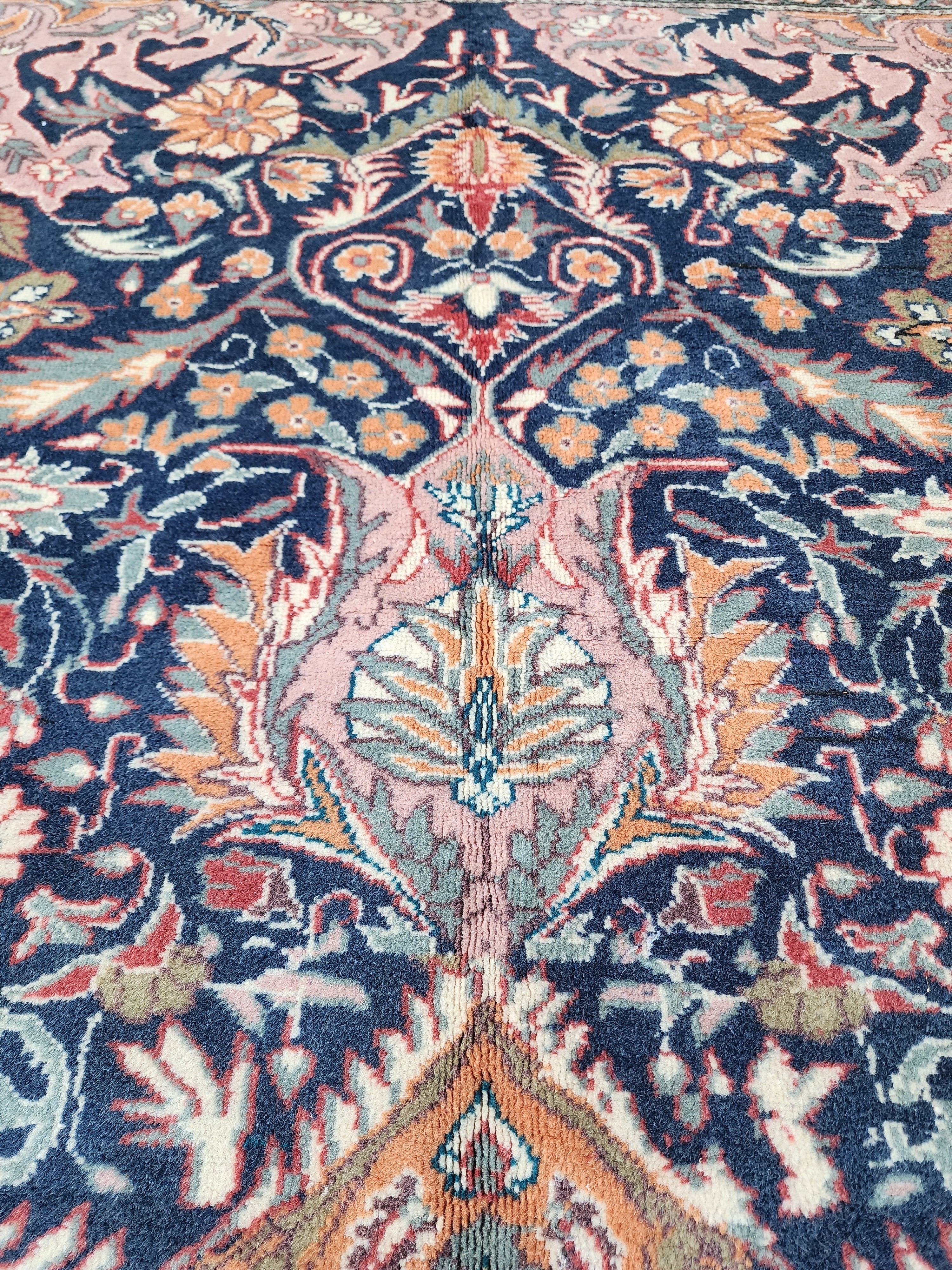 Blue and Brown Turkish Kayseri Rug 6'6''x9'8''