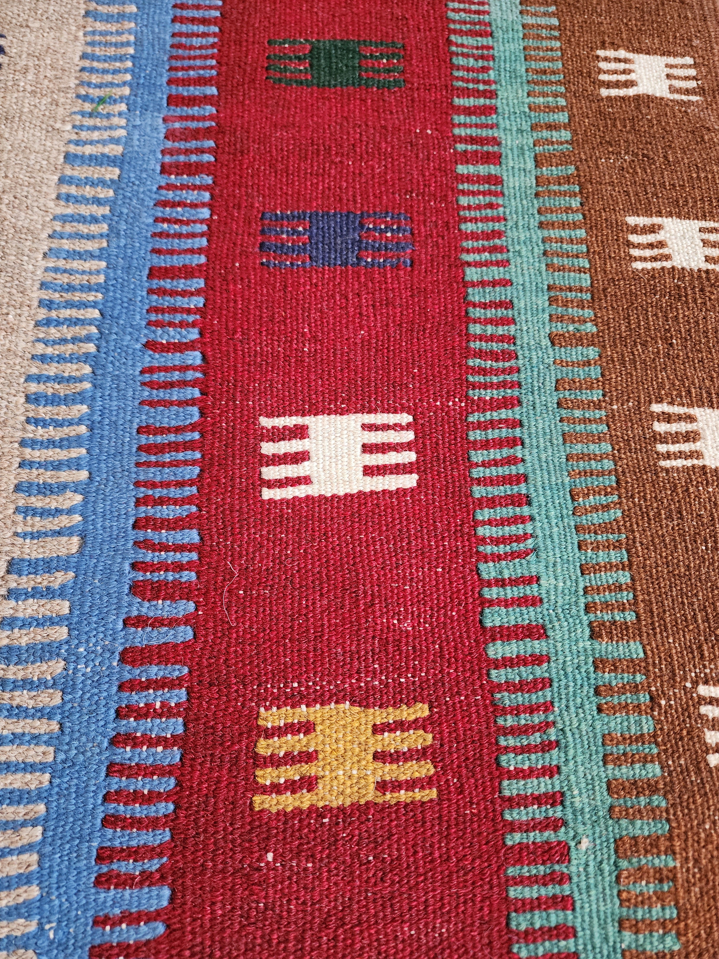Konya Turkey Colorful Kilim Rug Boho Deco Rug, Traditional Tribal Nomadic Design Rustic Rug, Bohemian Decor Handspun Wool 5'1''x6'6''