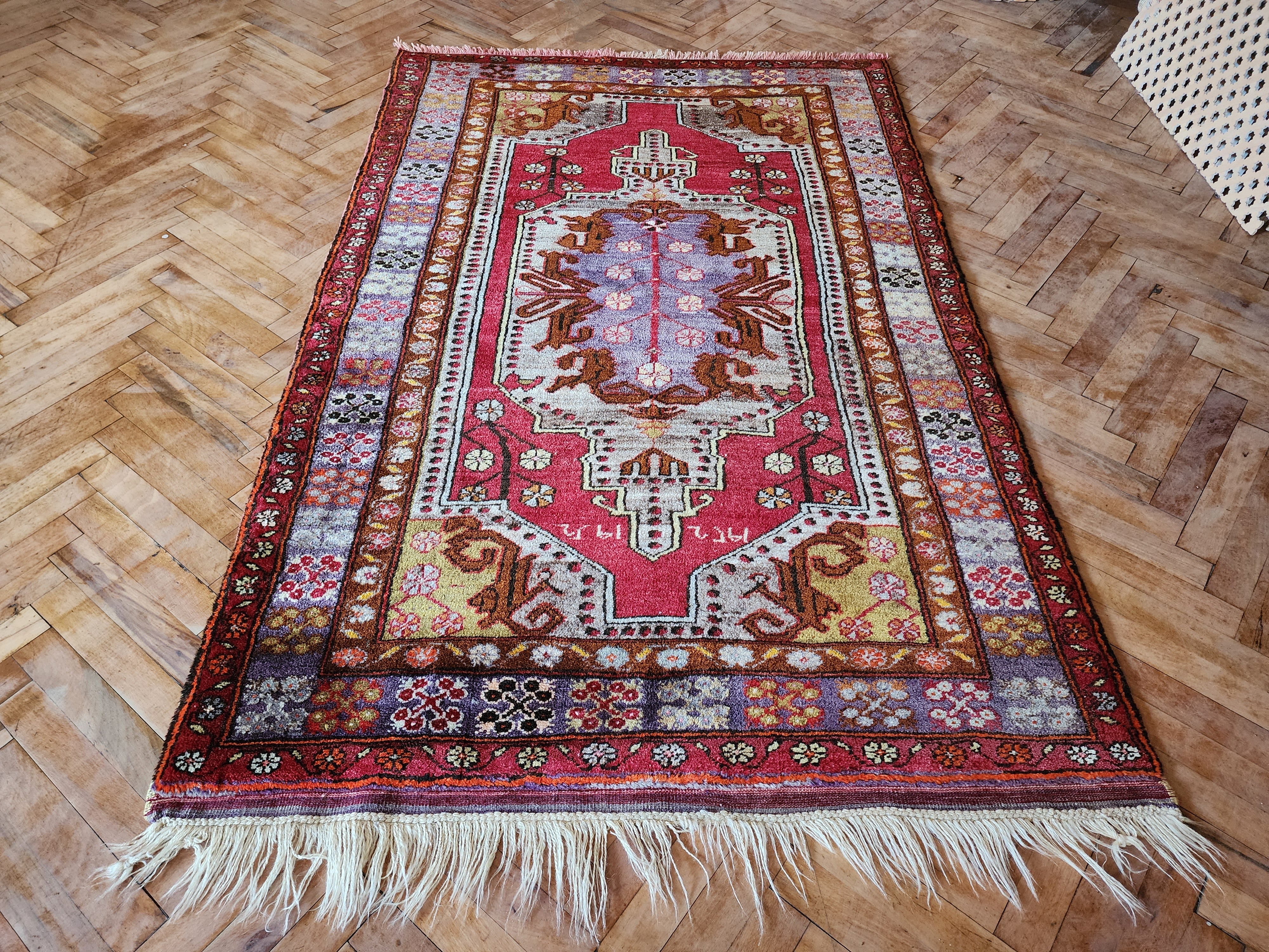 vintage Konya Wool Small Rug — colour close-up