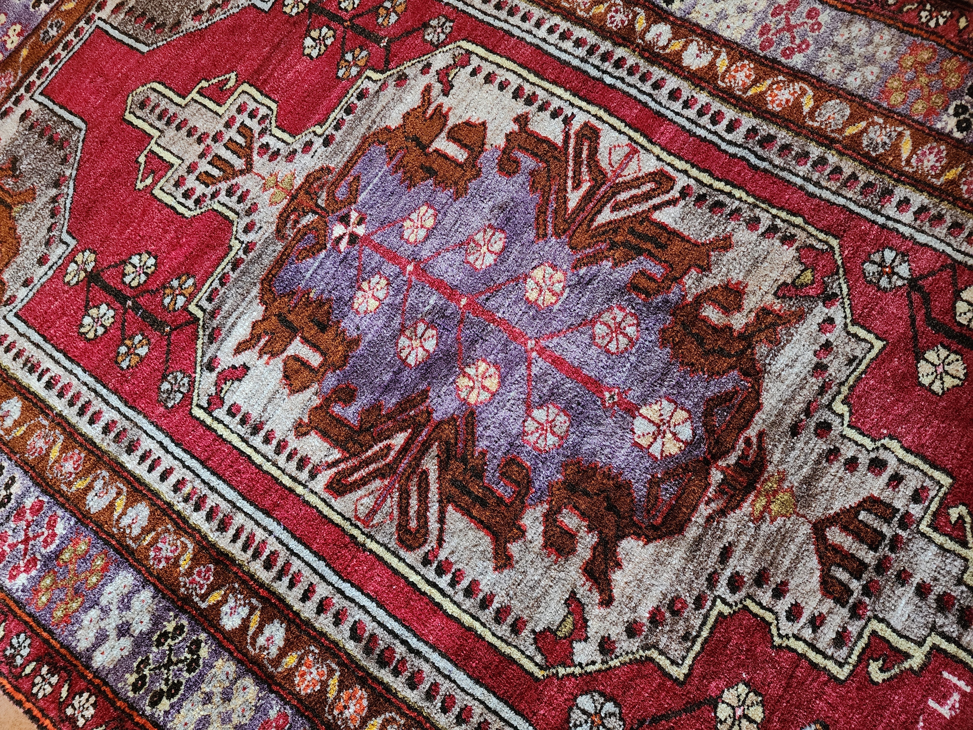 vintage Konya Wool Small Rug — back view