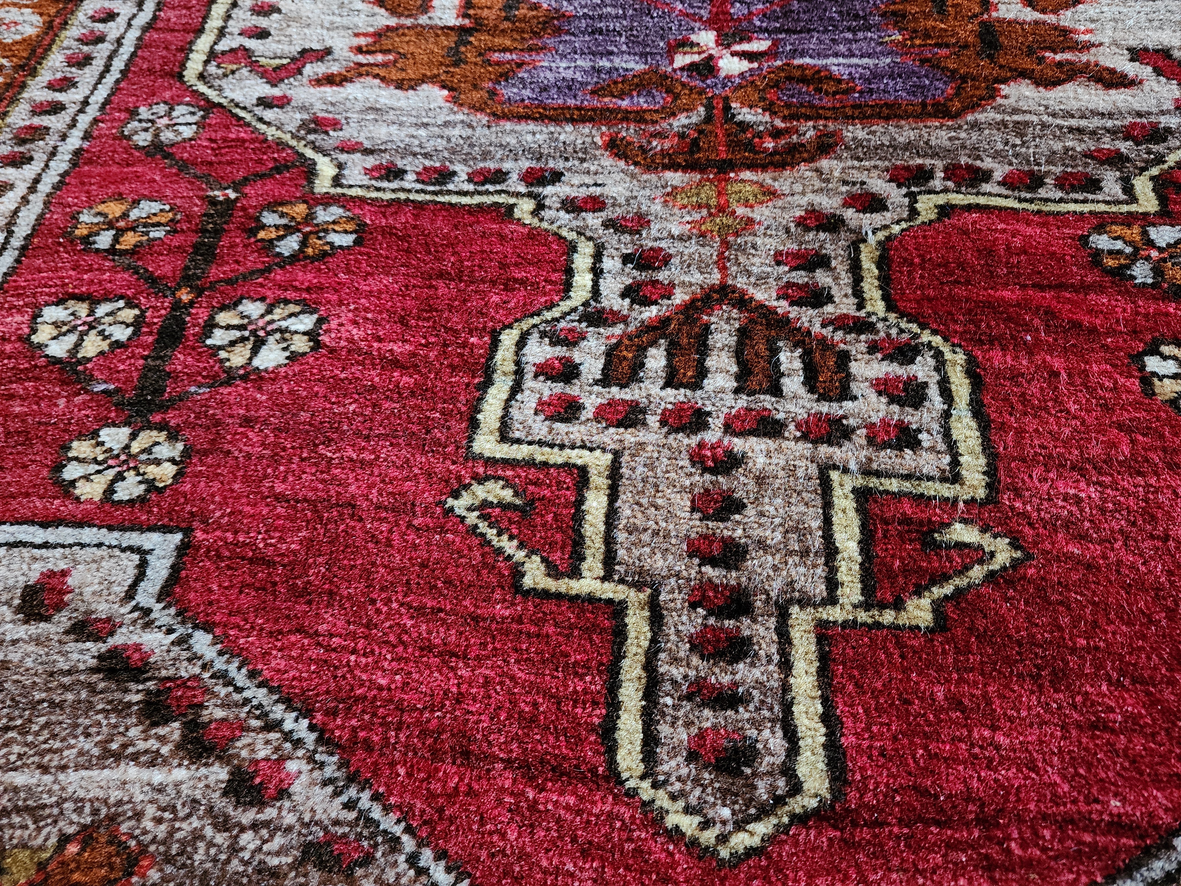 vintage Konya Wool Small Rug — pattern close-up