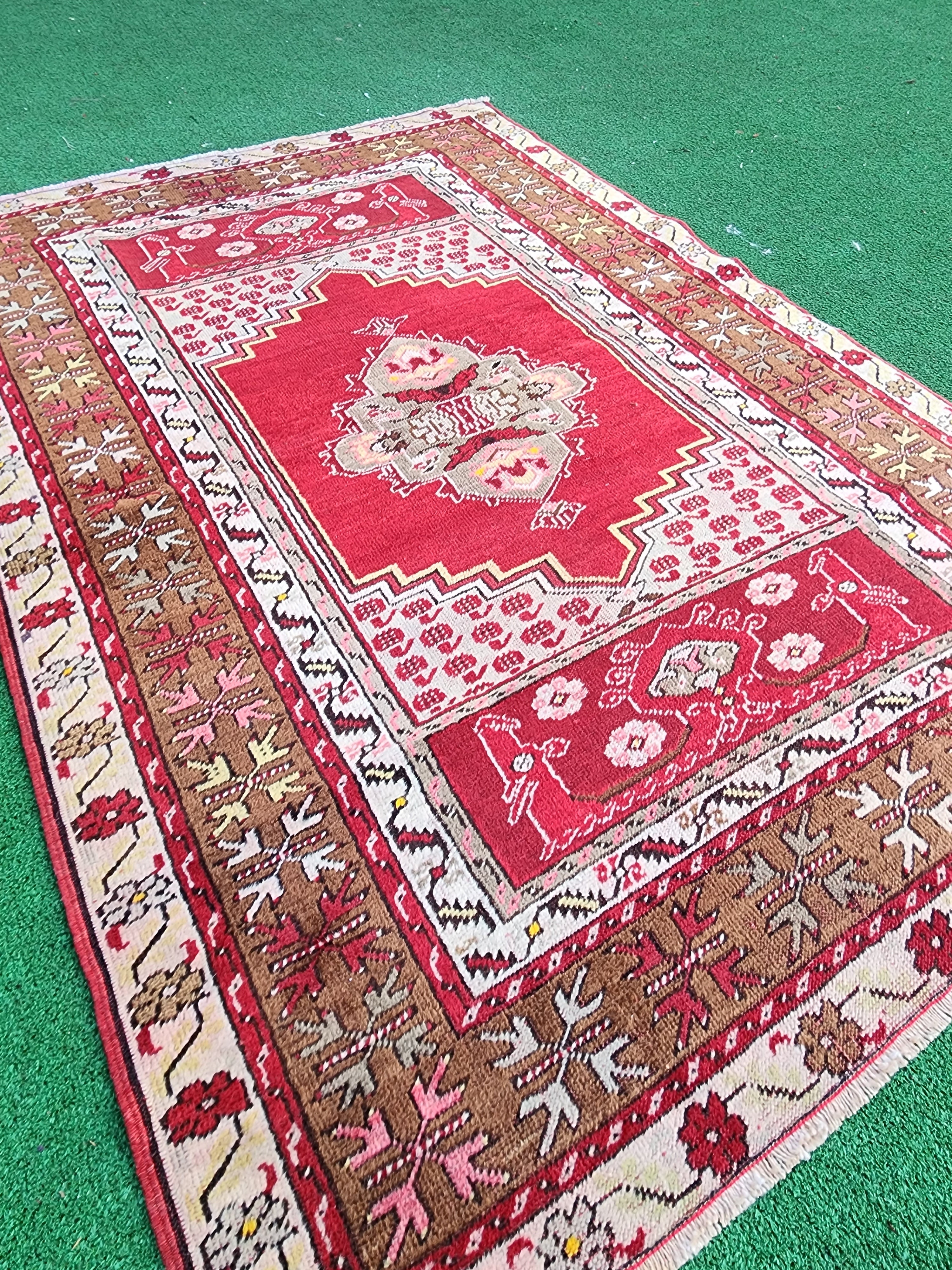 vintage Konya Wool Small Rug — back view