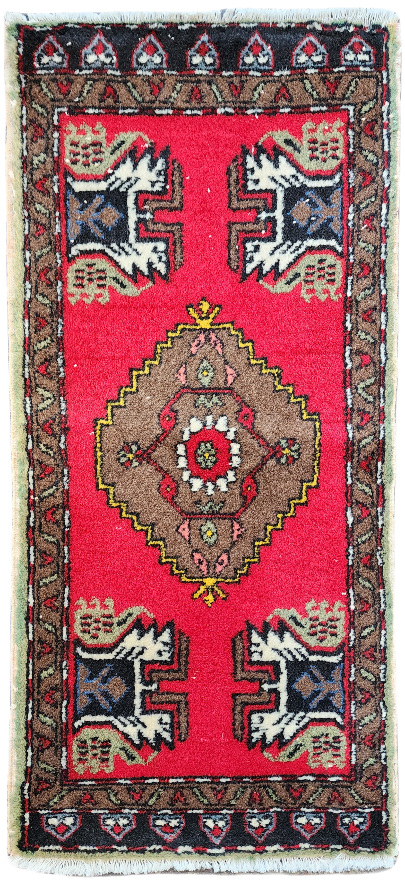 Red Turkish Rug, 3'8''x1'9''