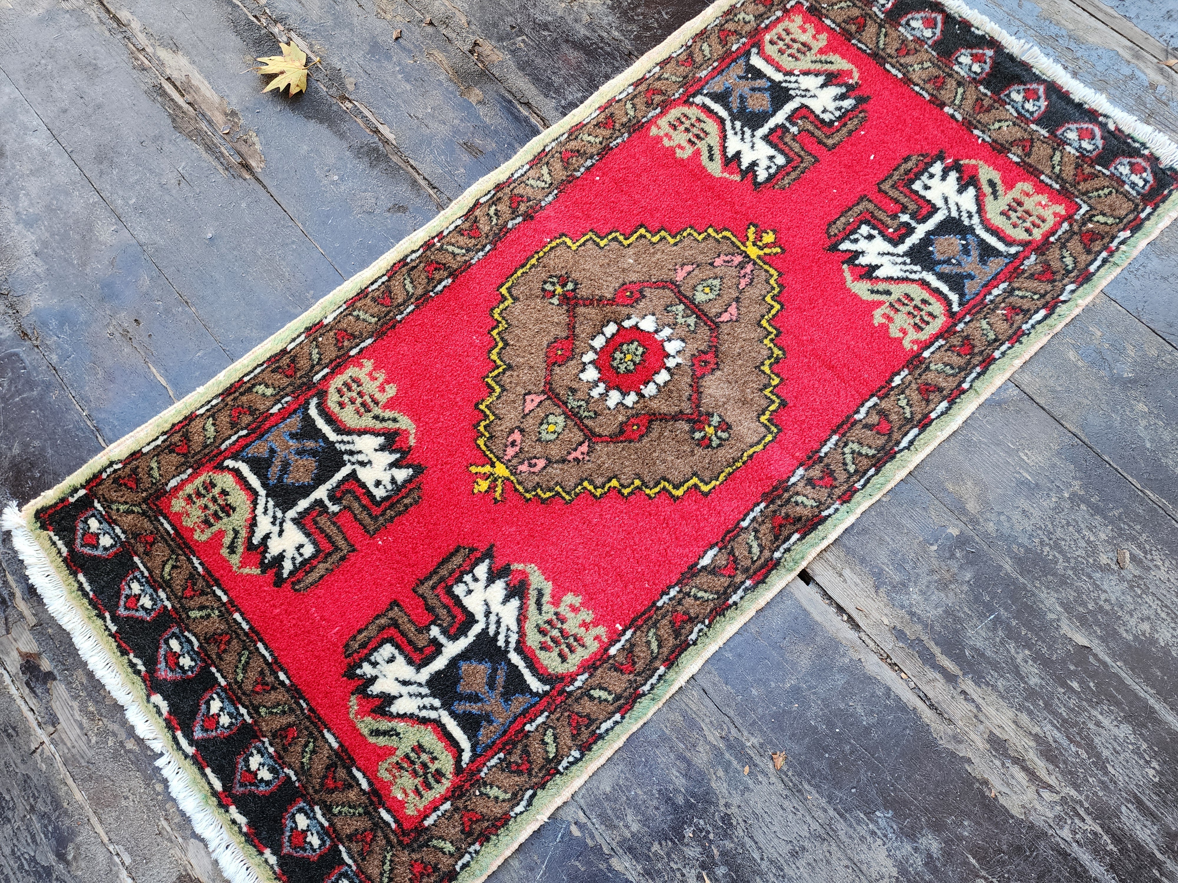 Red Turkish Rug, 3'8''x1'9''