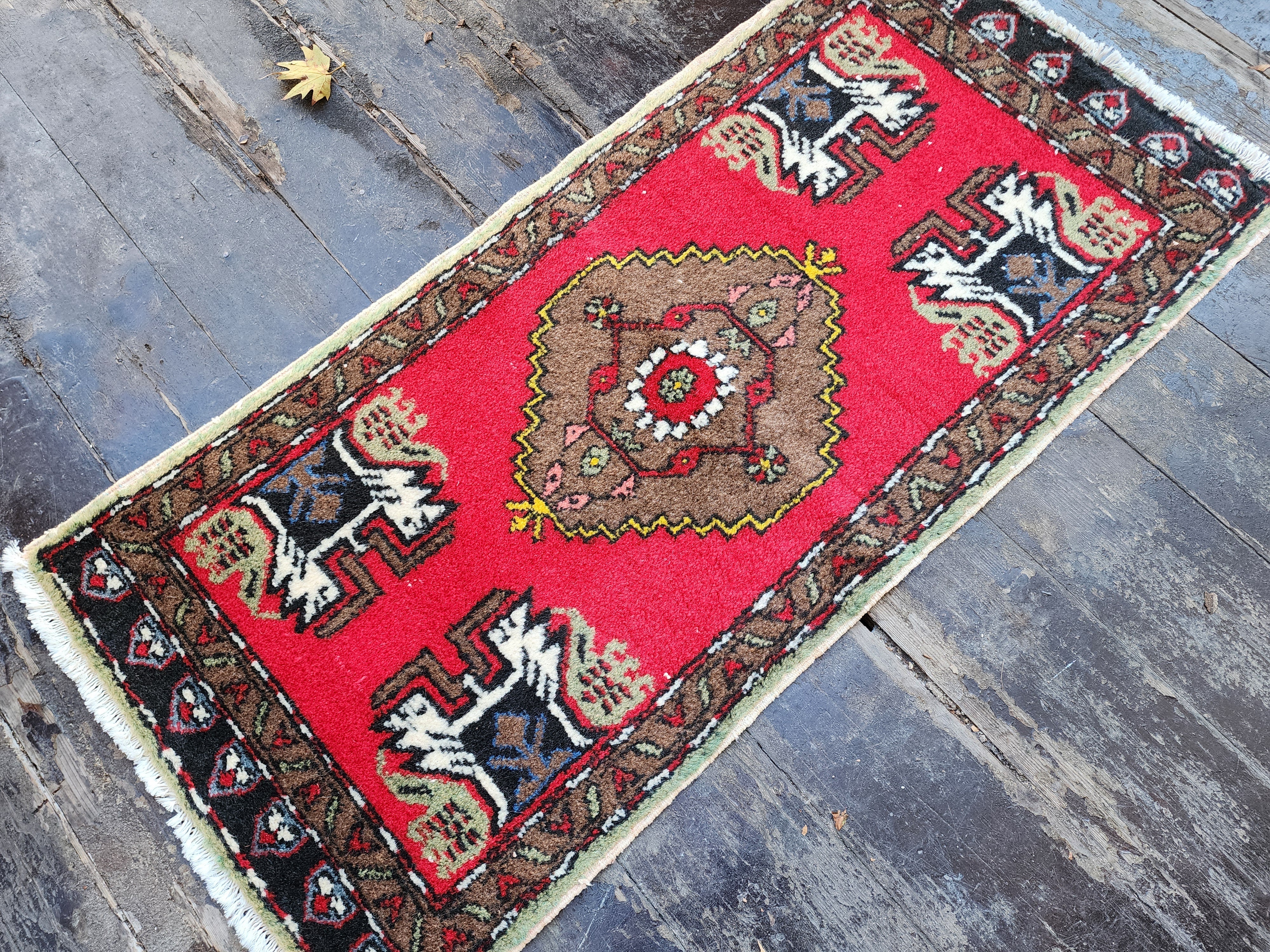 Red Turkish Rug, 3'8''x1'9''