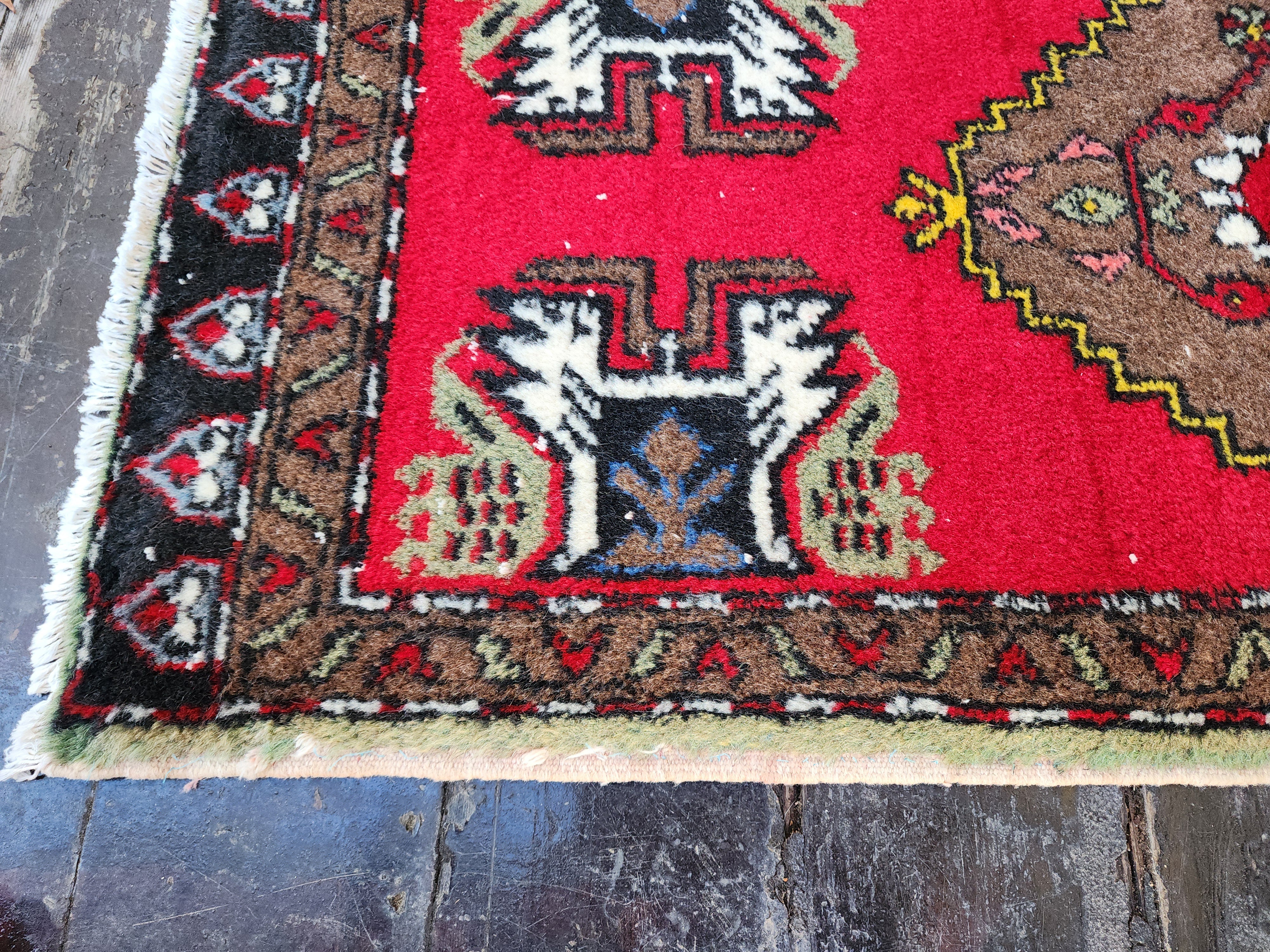 Red Turkish Rug, 3'8''x1'9''