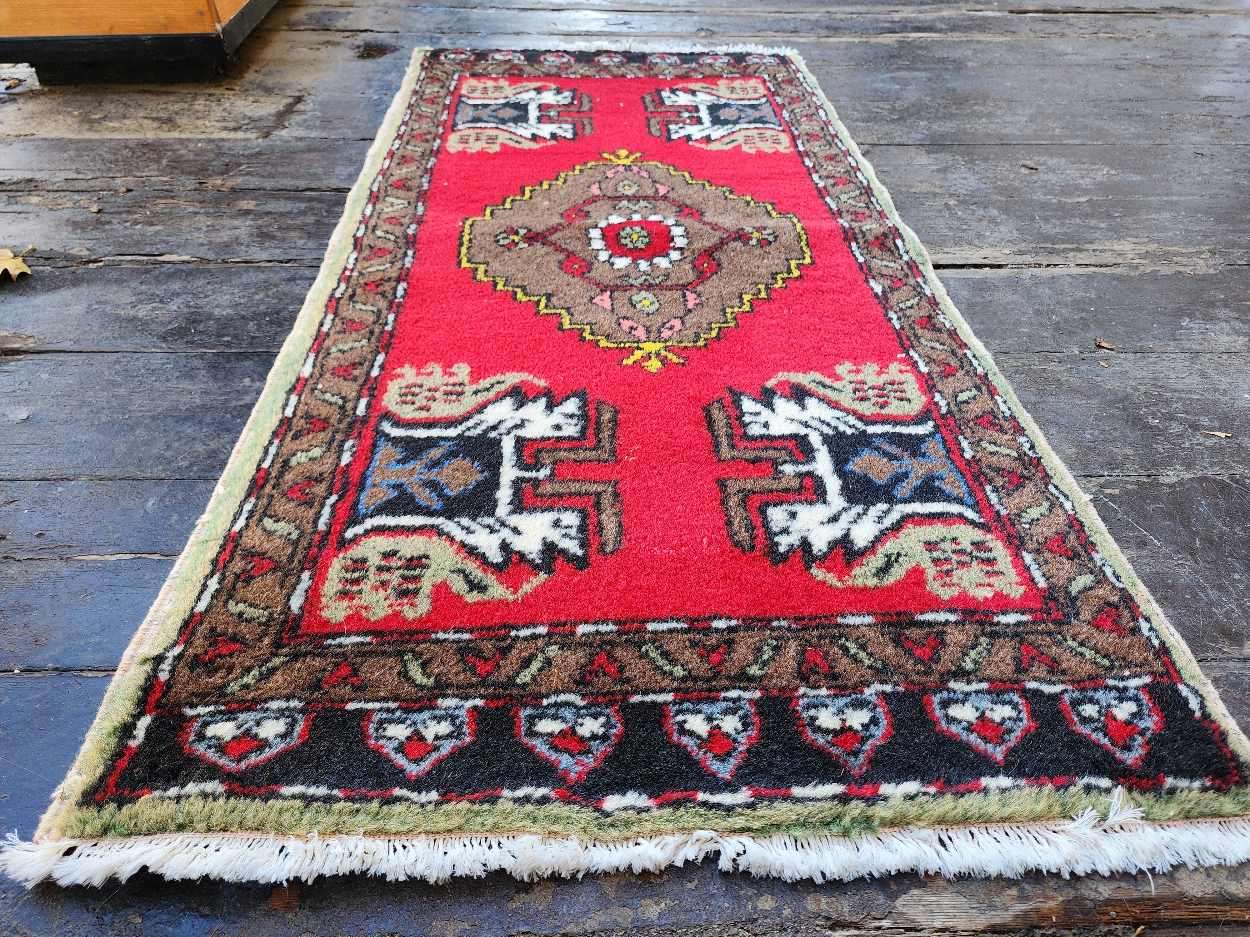 Red Turkish Rug, 3'8''x1'9''