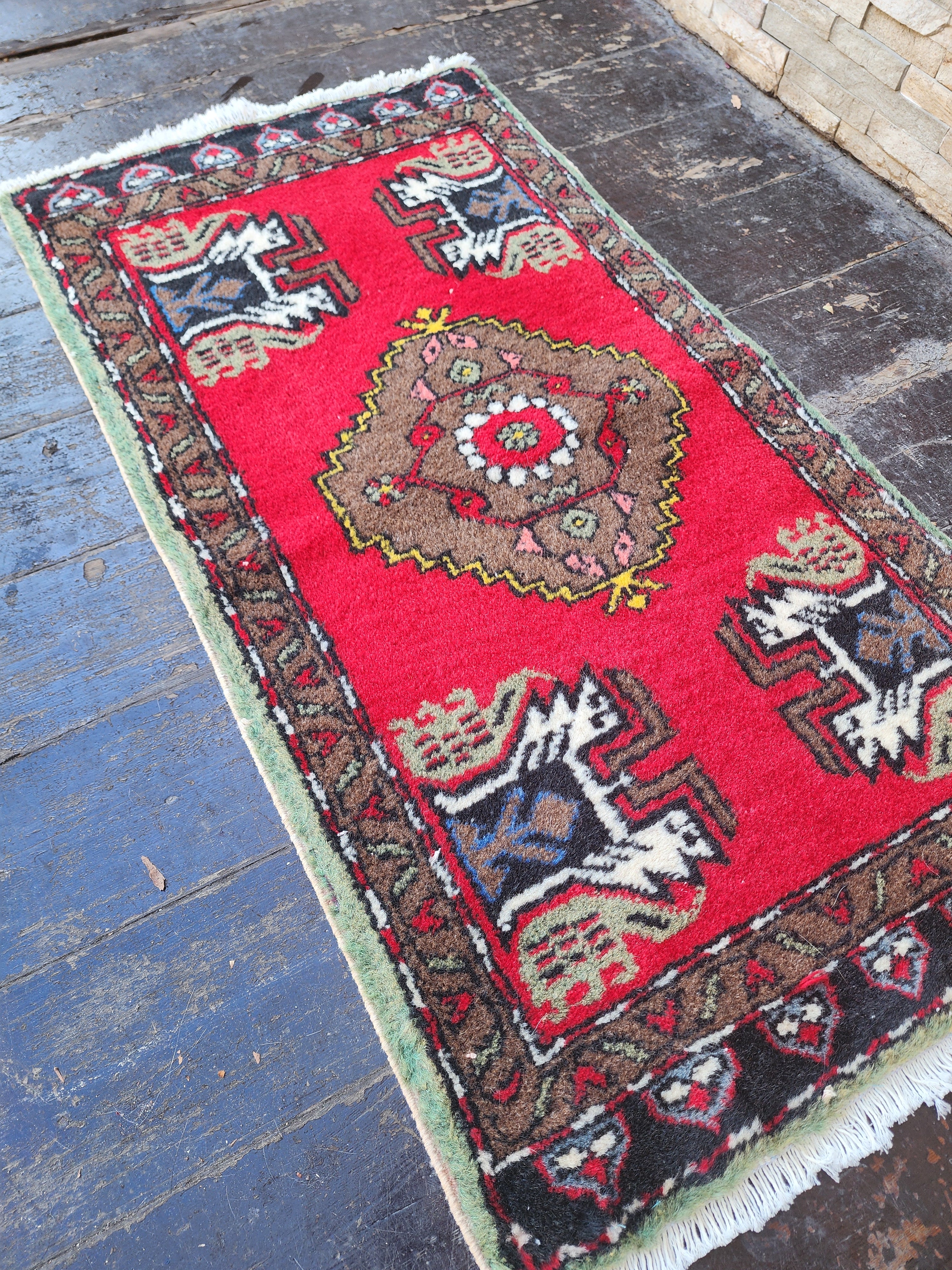 Red Turkish Rug, 3'4''x1'10''