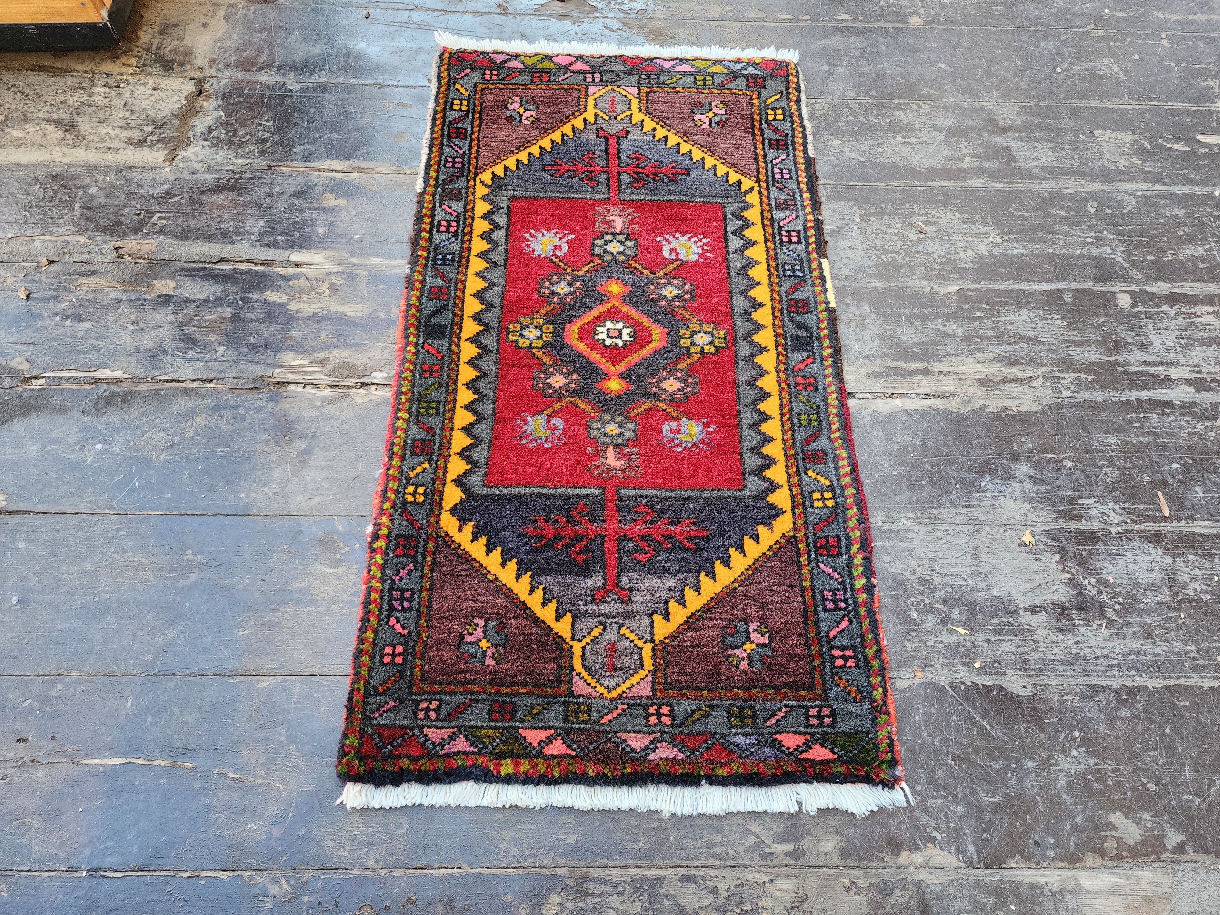 Red, Purple and Orange Turkish Rug 2'10'' x1'6''