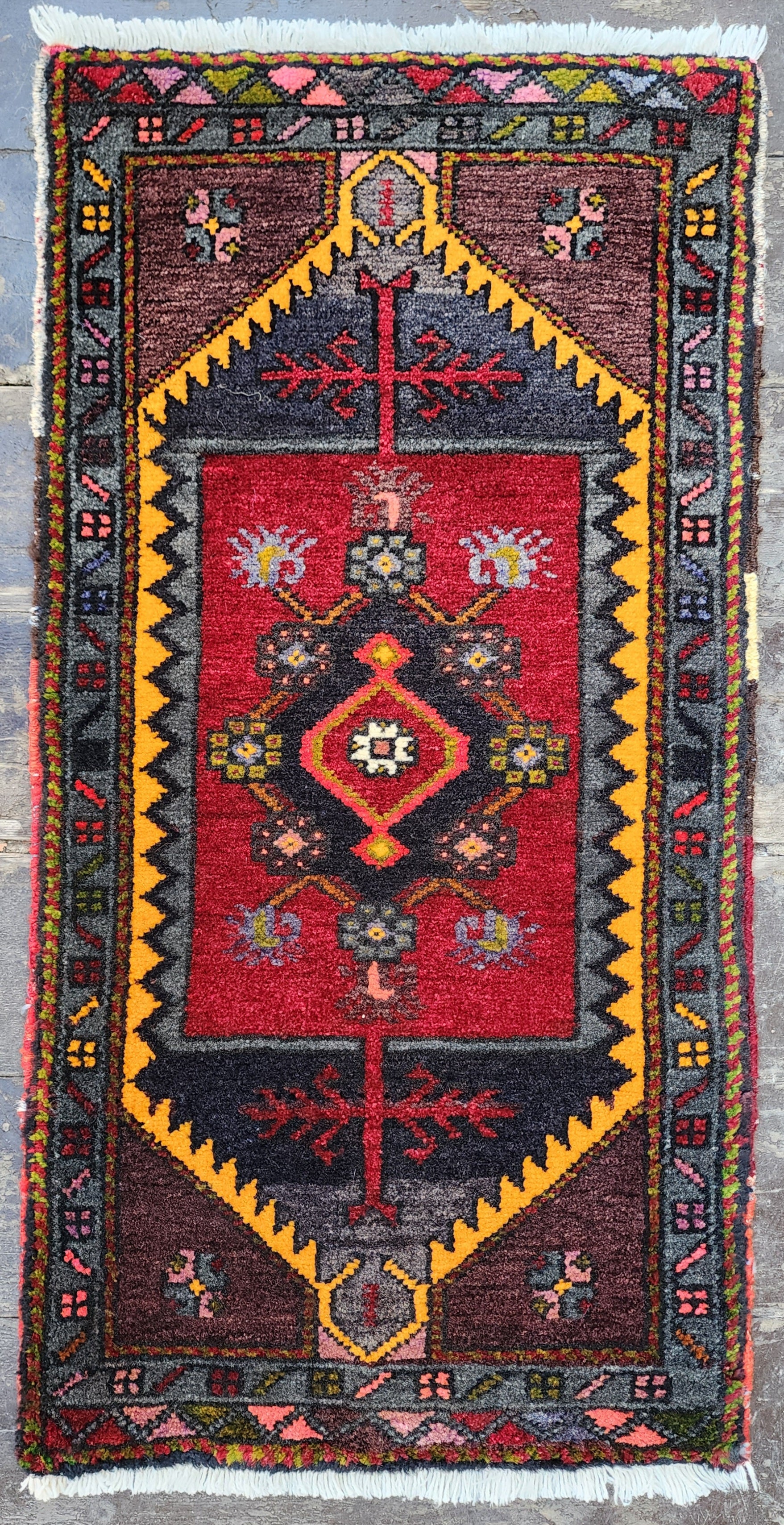 Red, Purple and Orange Turkish Rug 2'10'' x1'6''