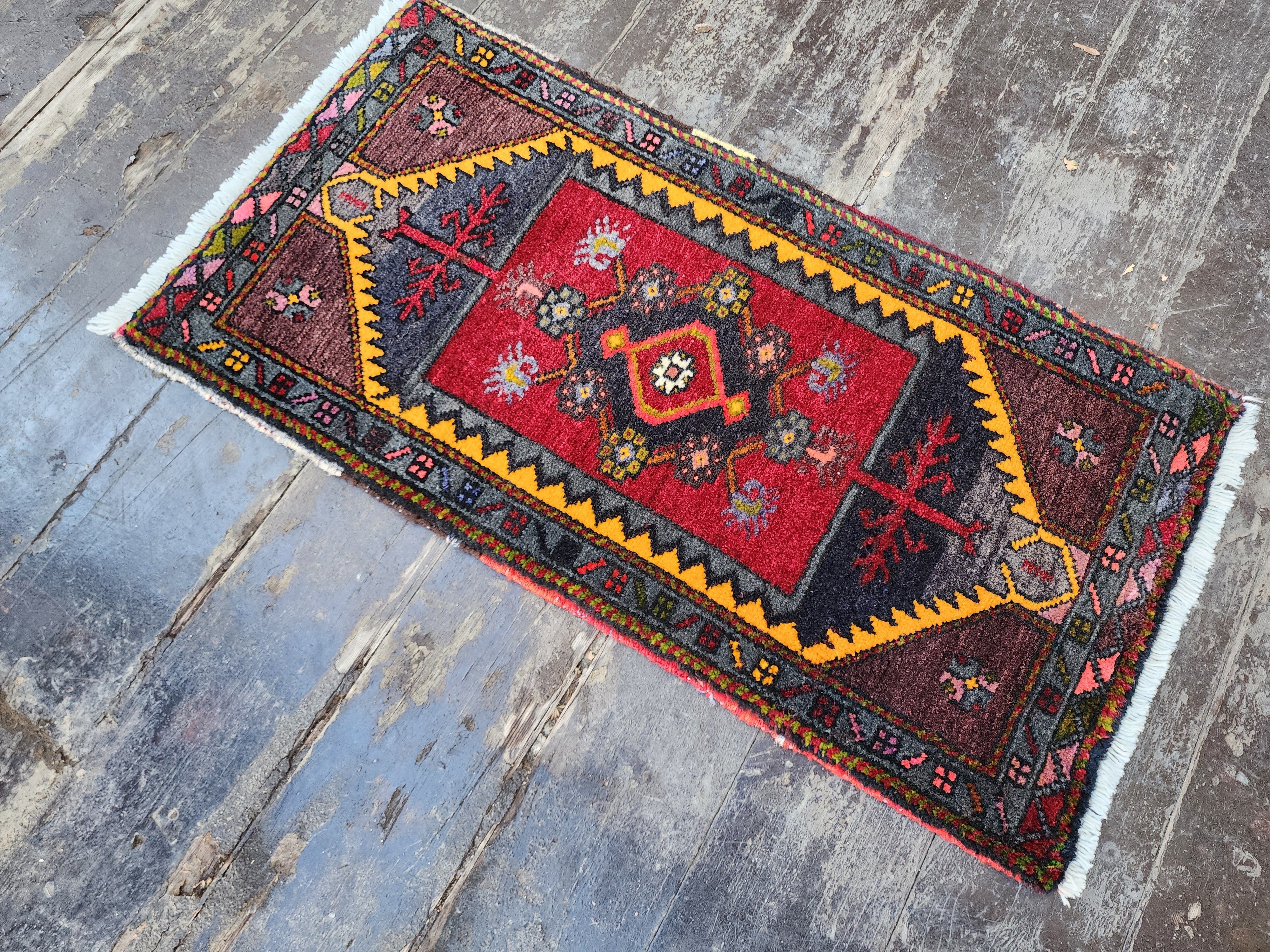 Red, Purple and Orange Turkish Rug 2'10'' x1'6''