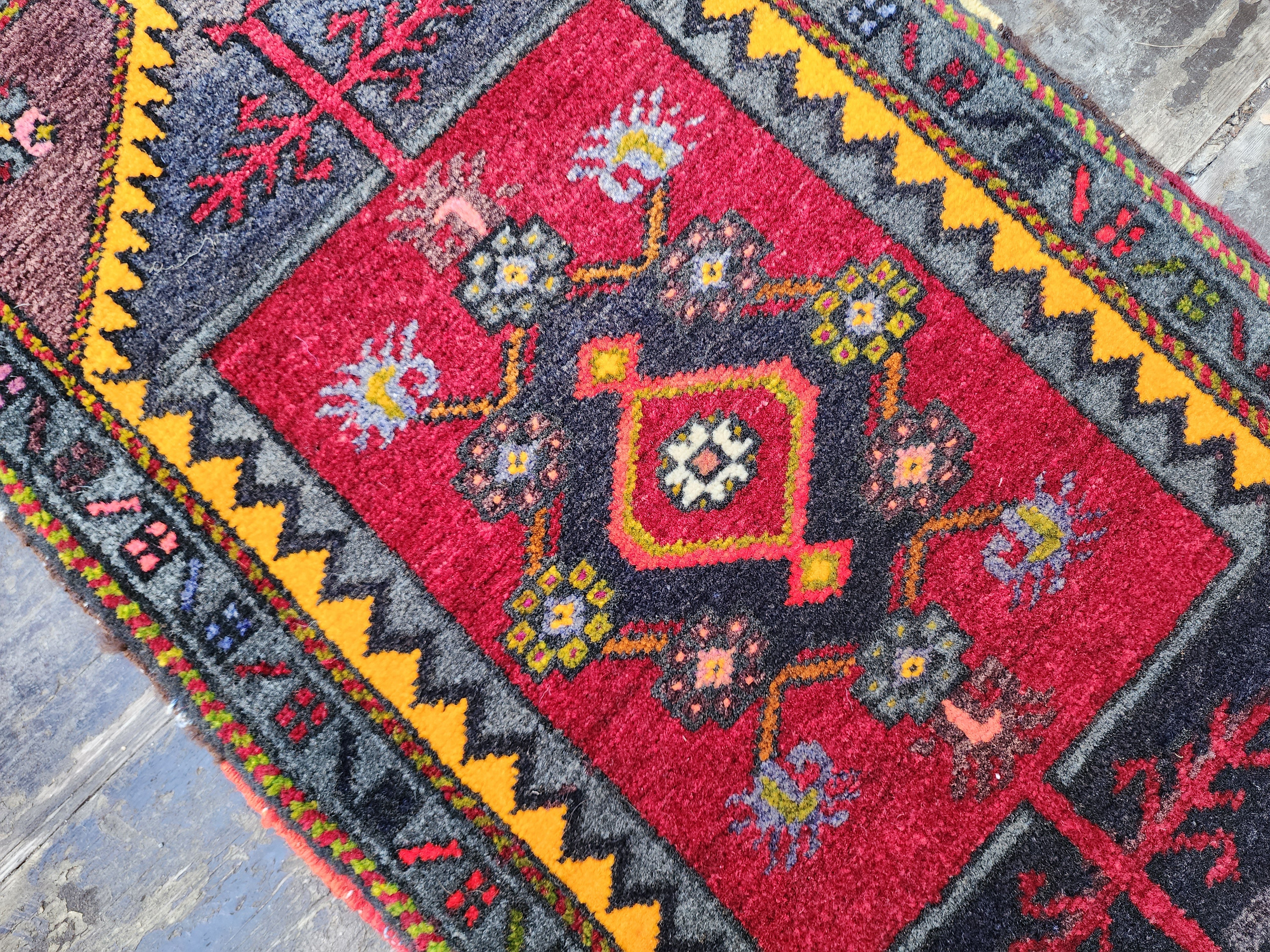 Red, Purple and Orange Turkish Rug 2'10'' x1'6''