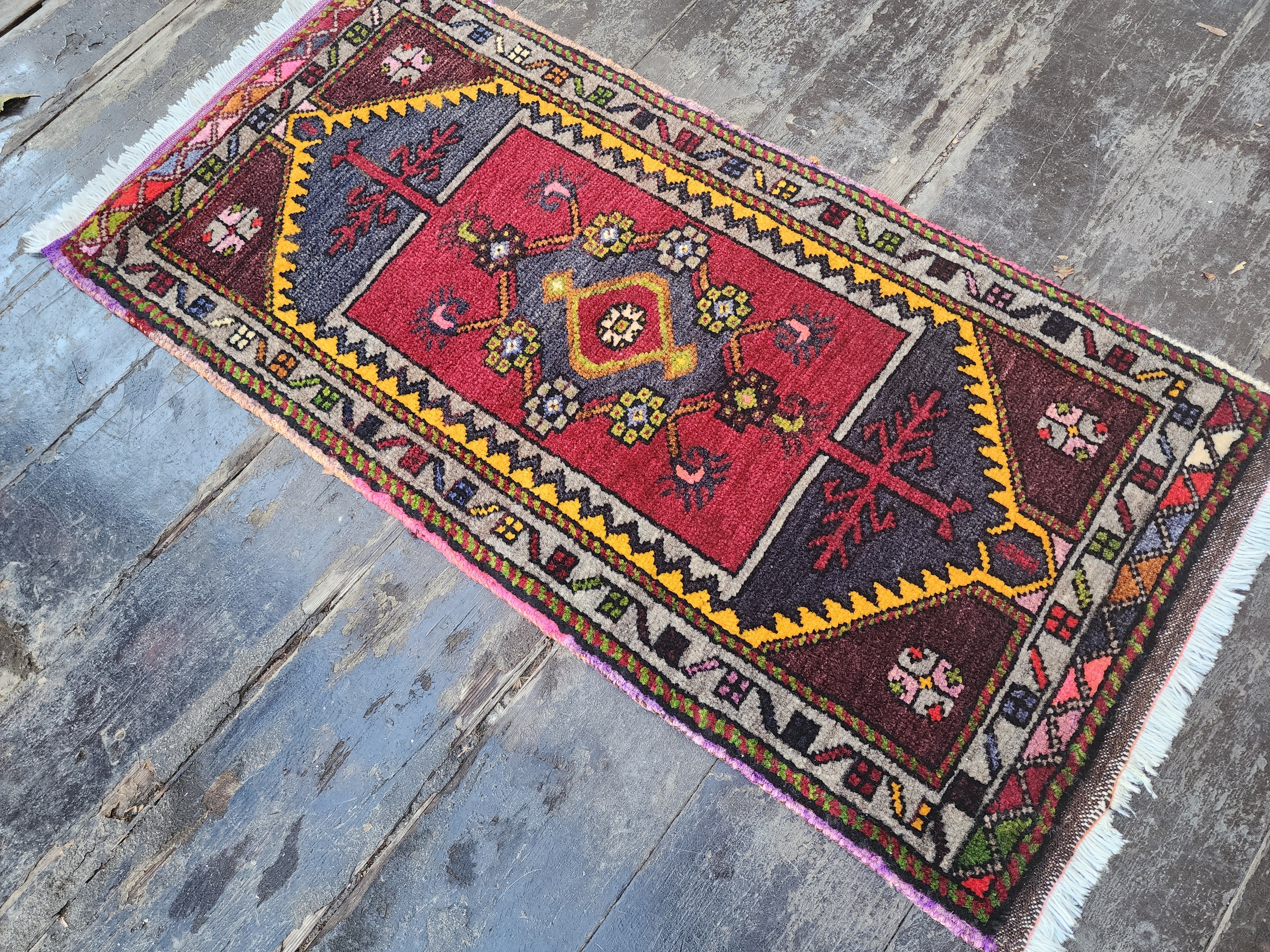 antique Anatolian Small Rug — back view