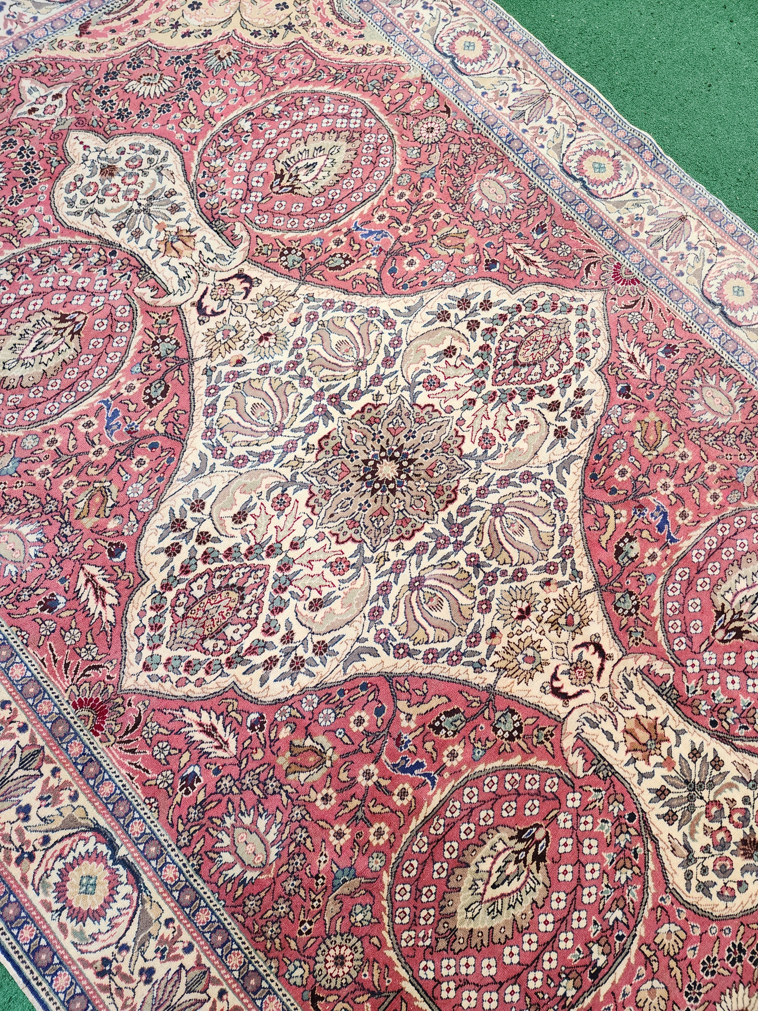 vintage Kayseri Wool Large Area Rug — edge weave