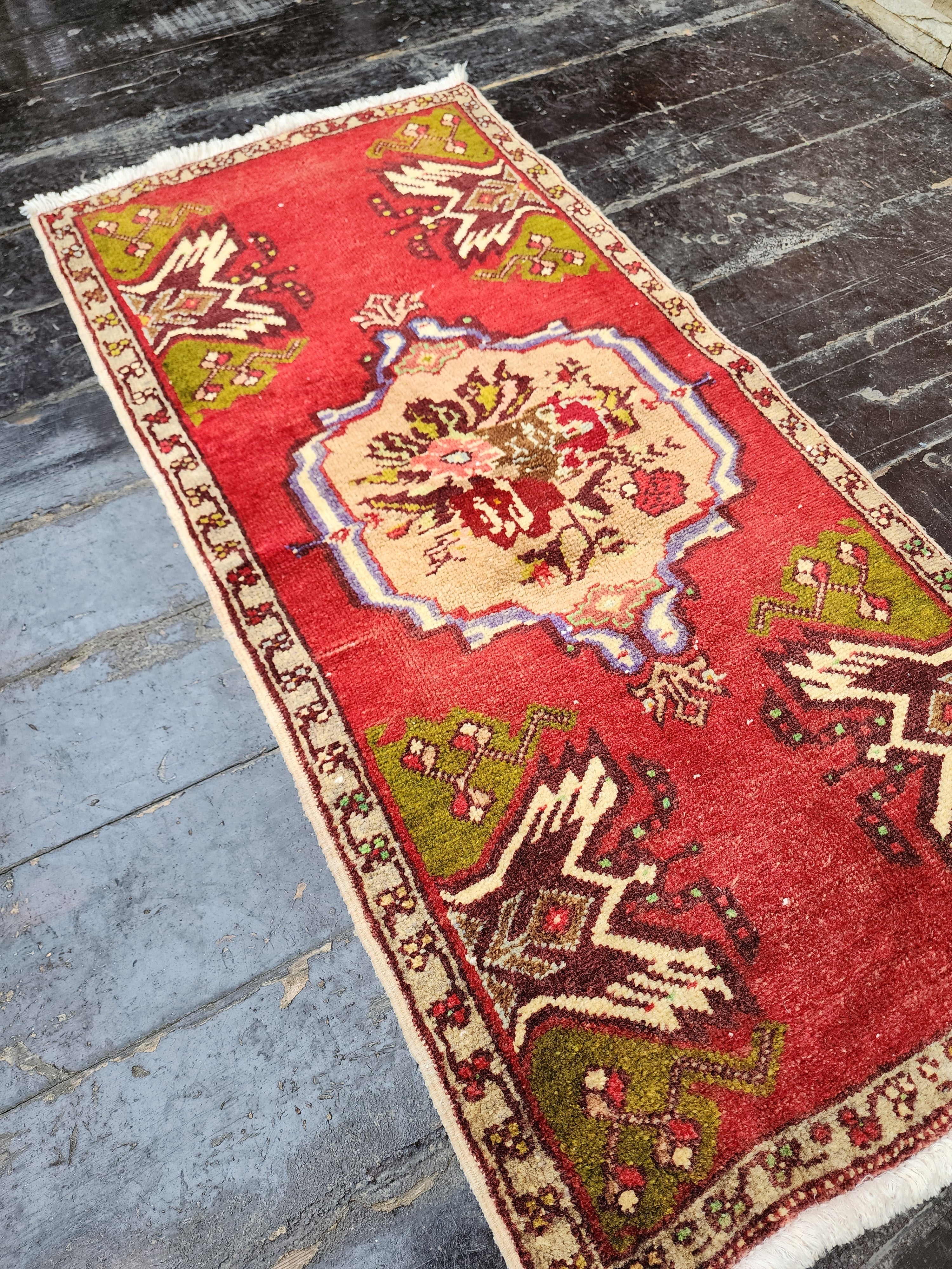 vintage Anatolian Small Rug — back view