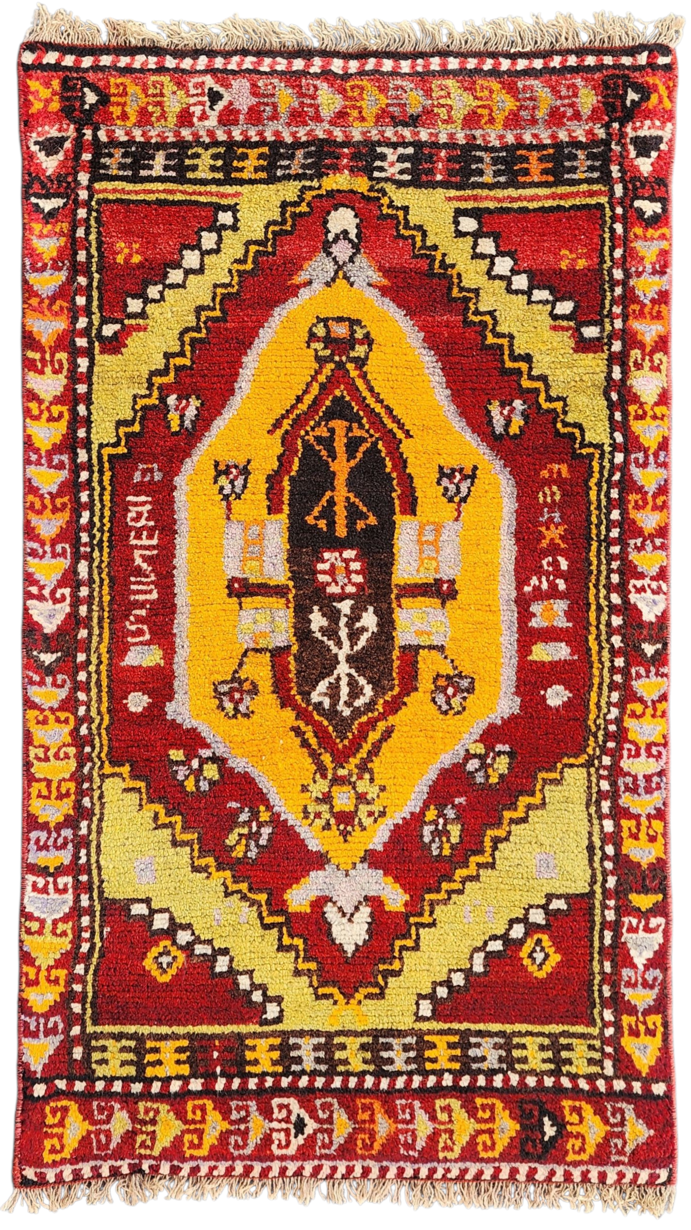 Authentic Cappadocian Rug , Vintage Handwoven Turkish Wool Carpet