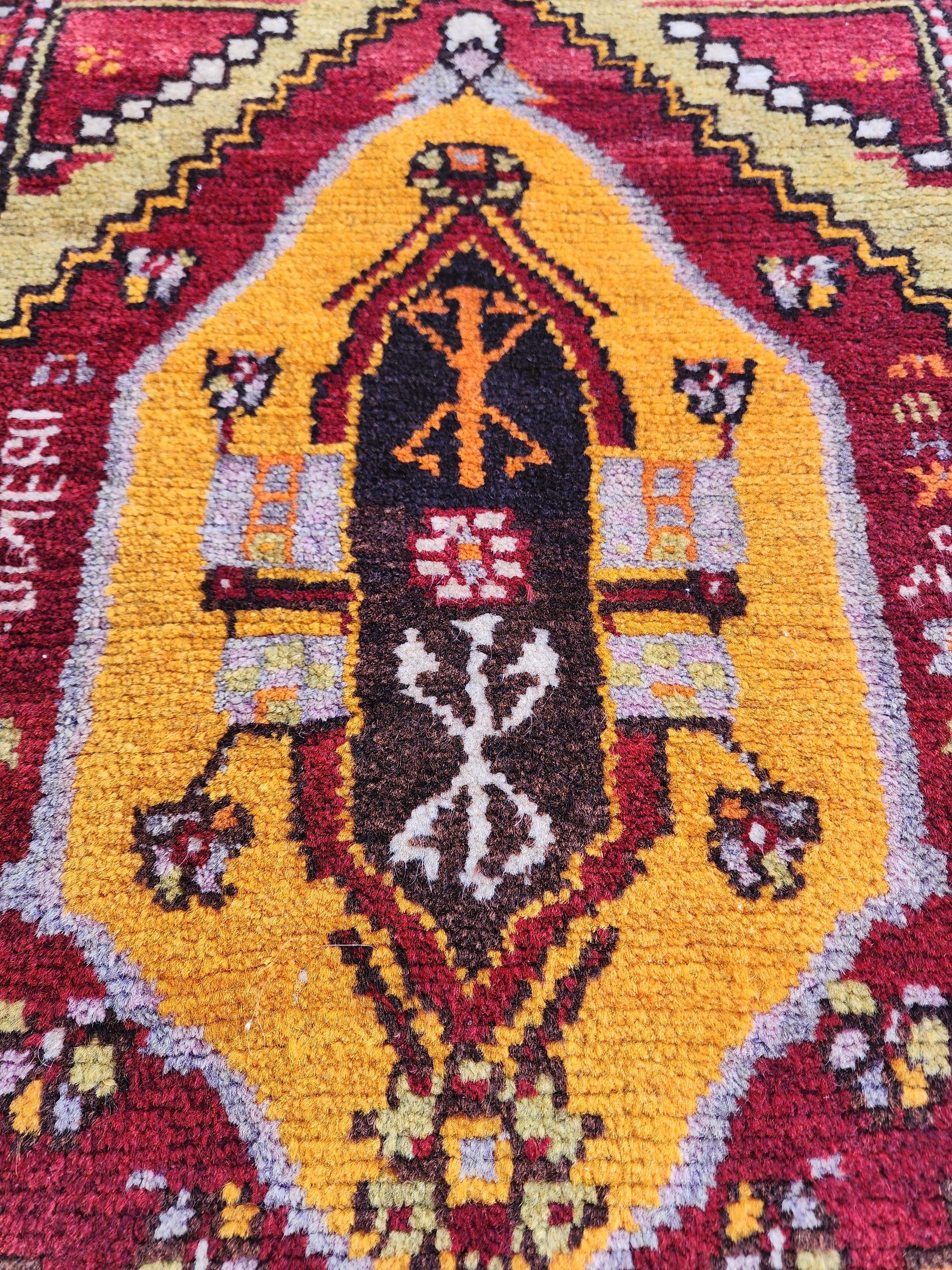 Authentic Cappadocian Rug , Vintage Handwoven Turkish Wool Carpet