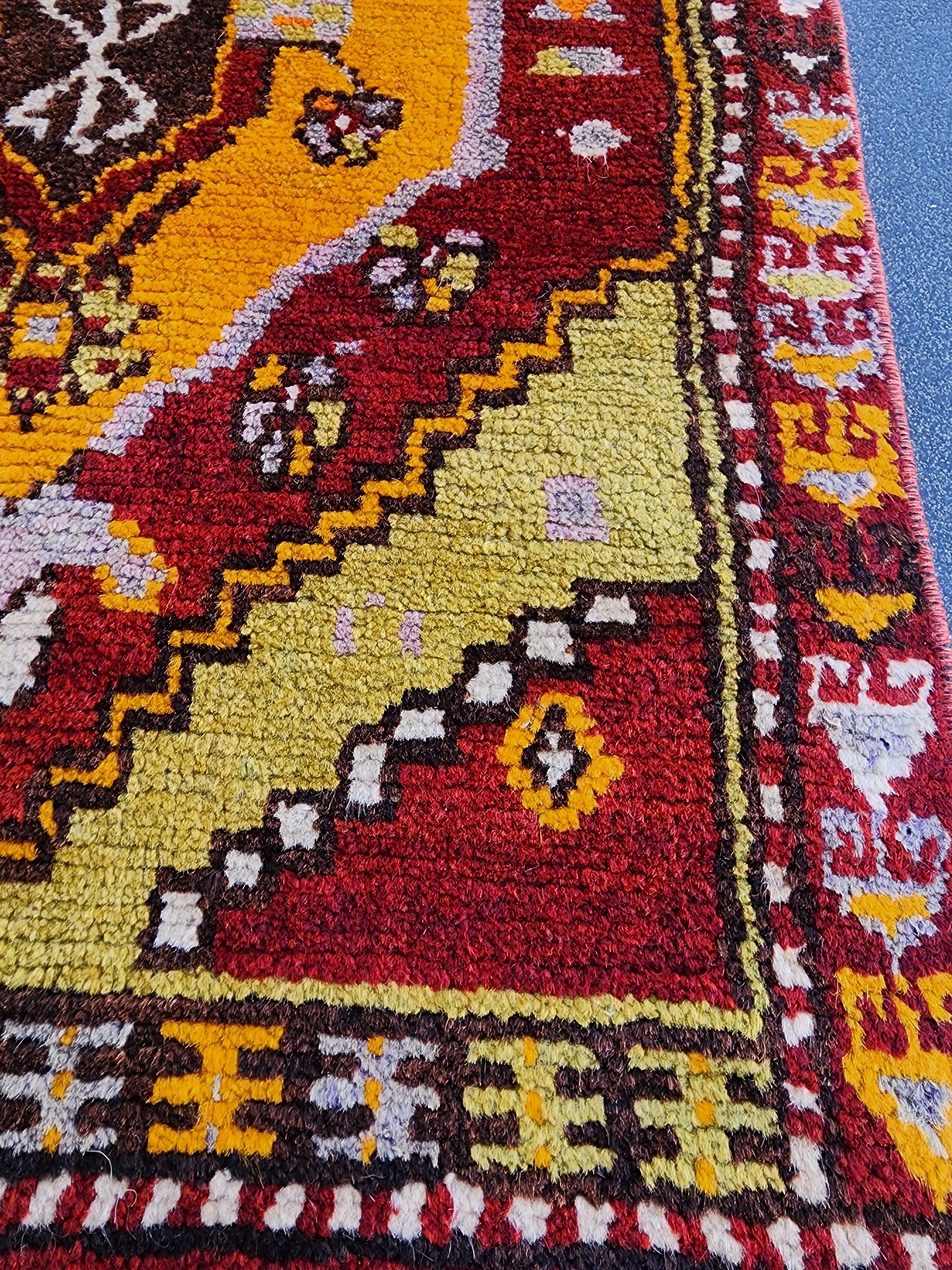 Authentic Cappadocian Rug , Vintage Handwoven Turkish Wool Carpet