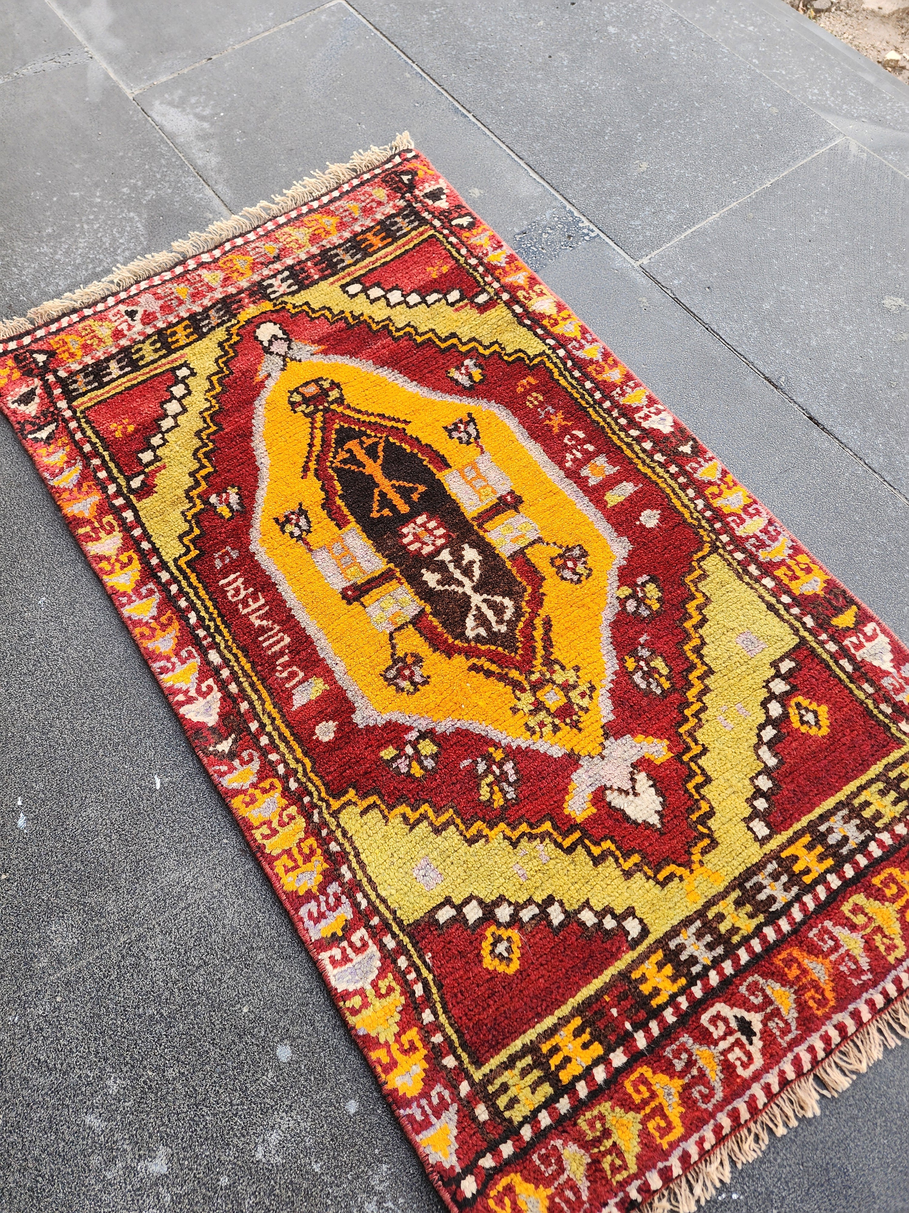 Authentic Cappadocian Rug , Vintage Handwoven Turkish Wool Carpet