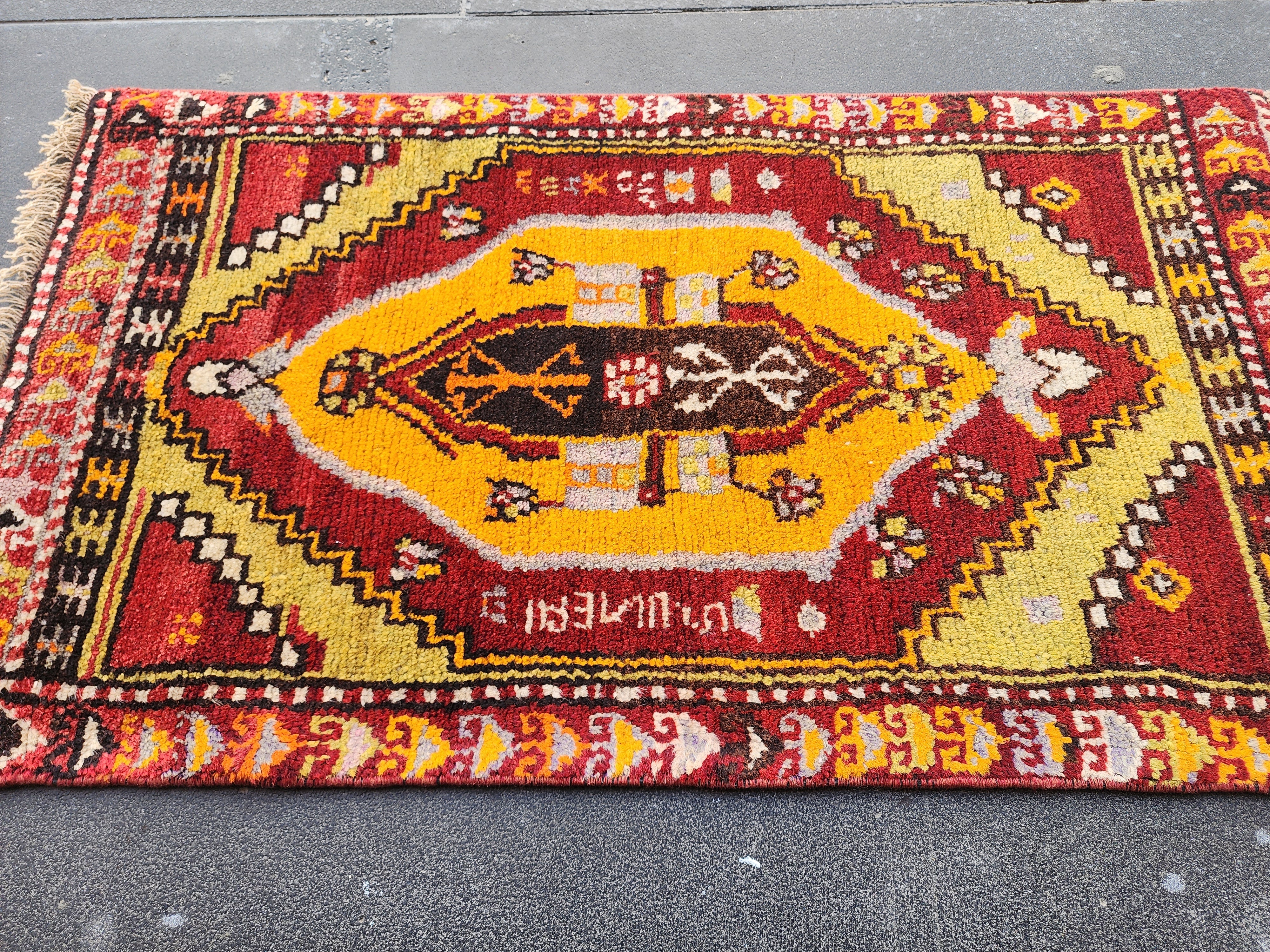 Authentic Cappadocian Rug , Vintage Handwoven Turkish Wool Carpet