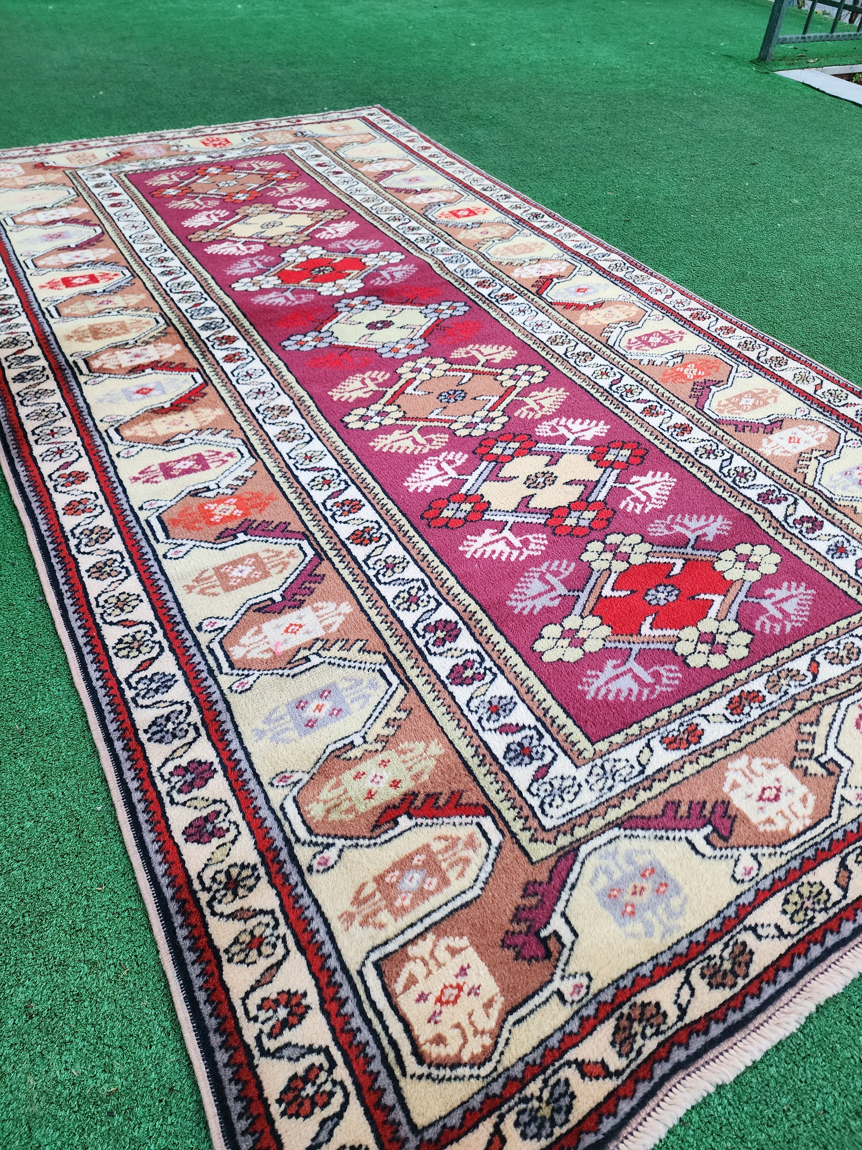 vintage Anatolian Wool Small Rug — back view