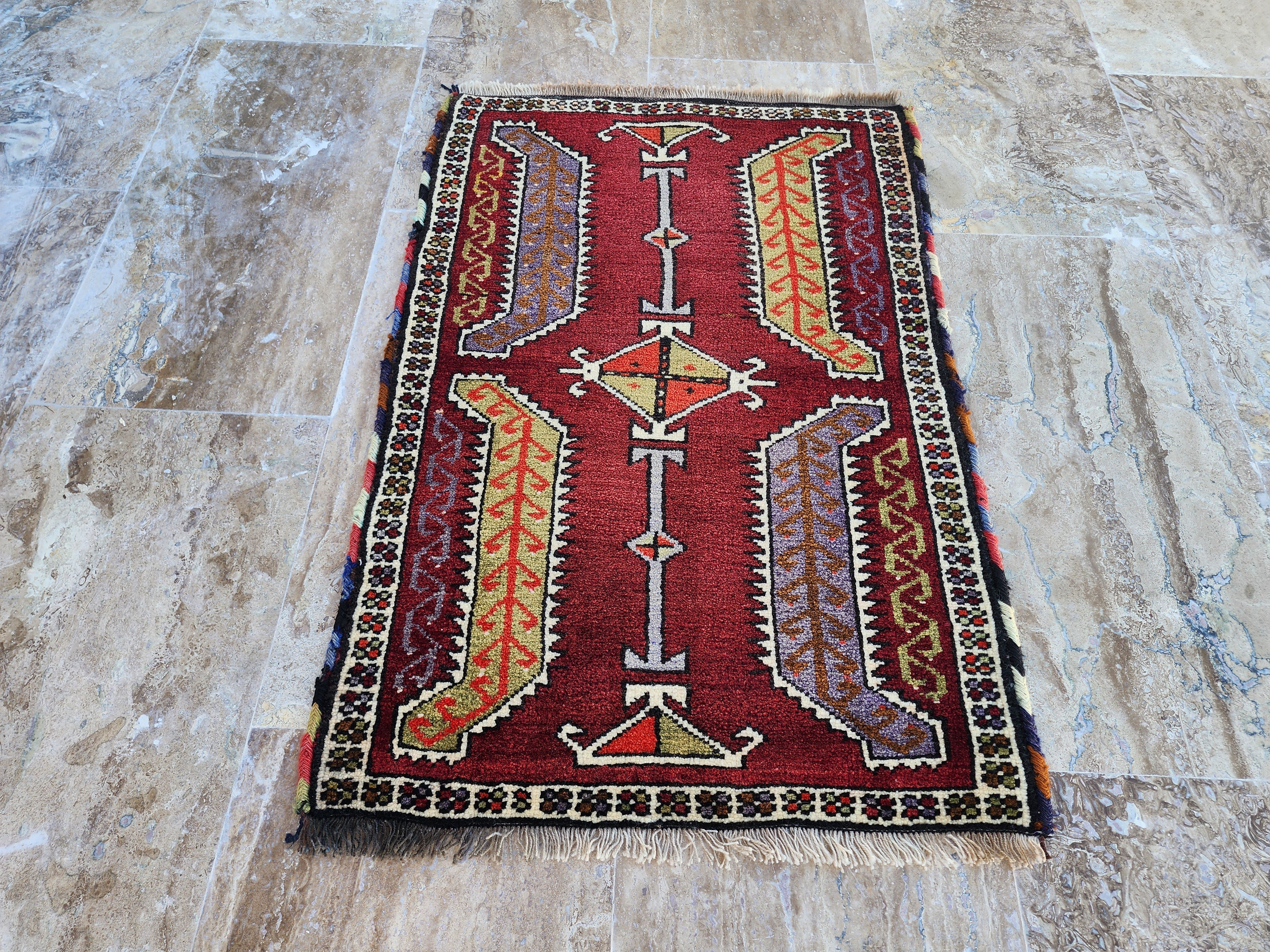 antique Konya Wool Small Rug — detail texture