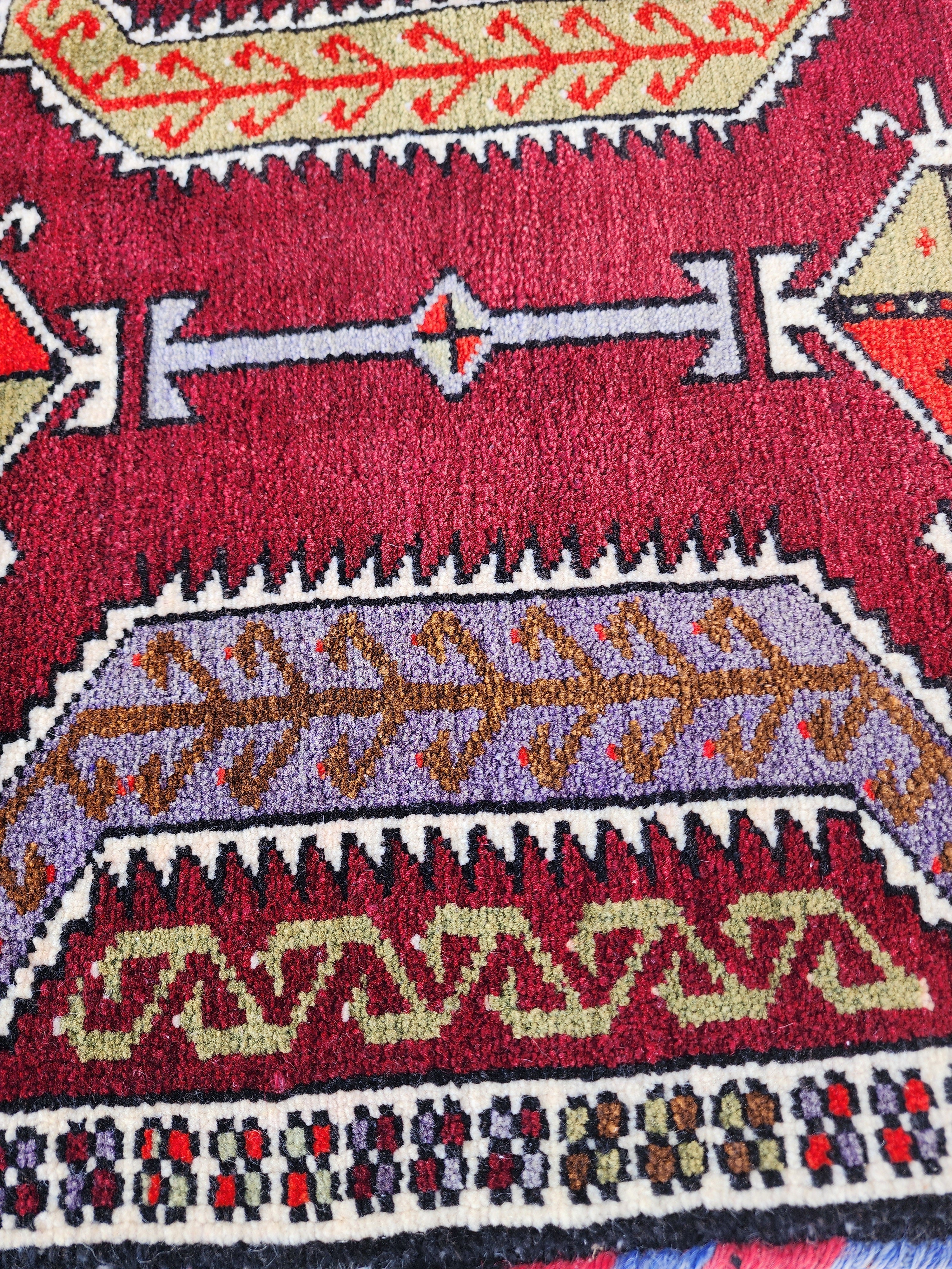 antique Konya Wool Small Rug — colour close-up