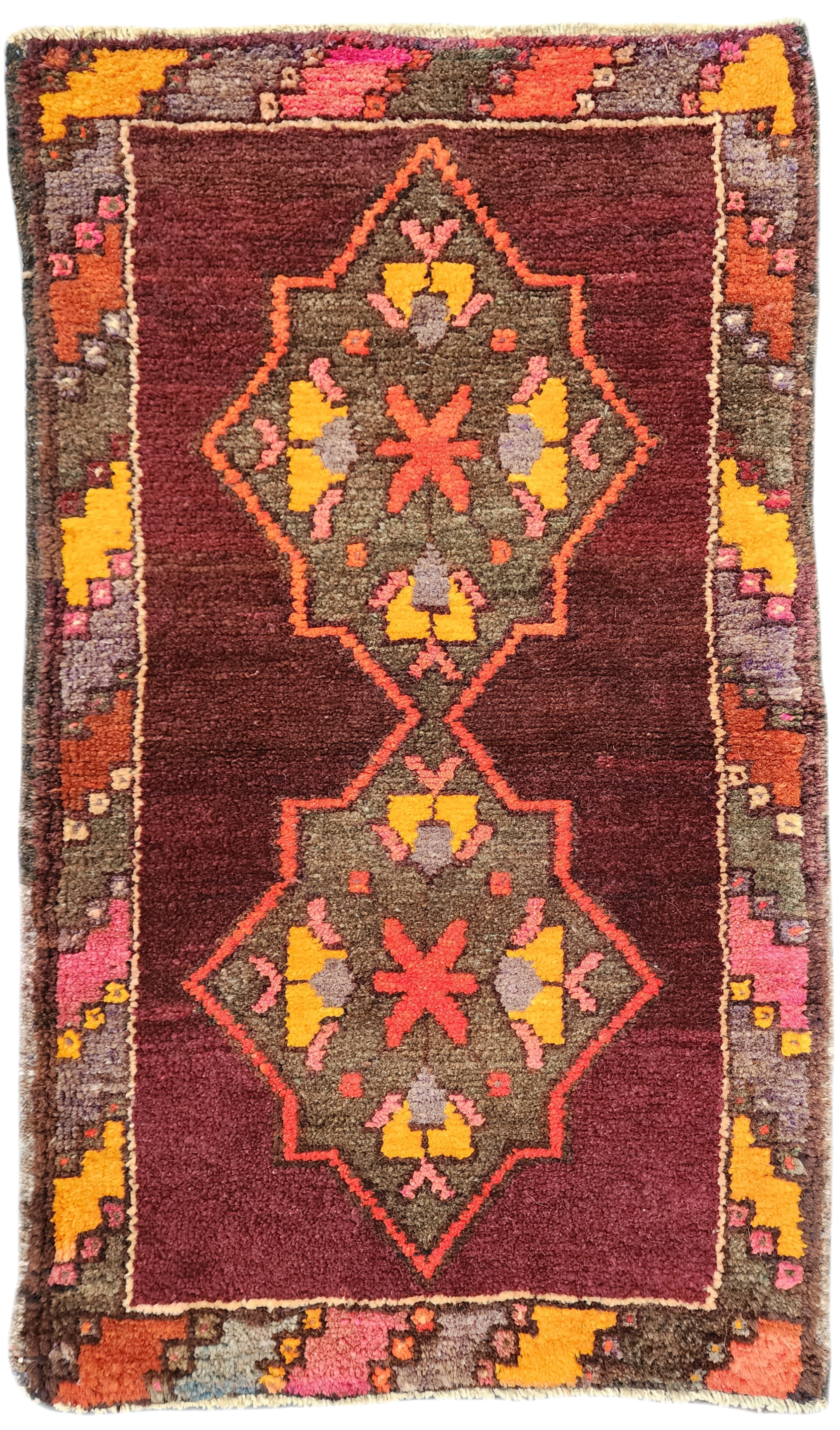 Alfombra turca antigua, alfombra pequeña, 2'9" x 1'8"