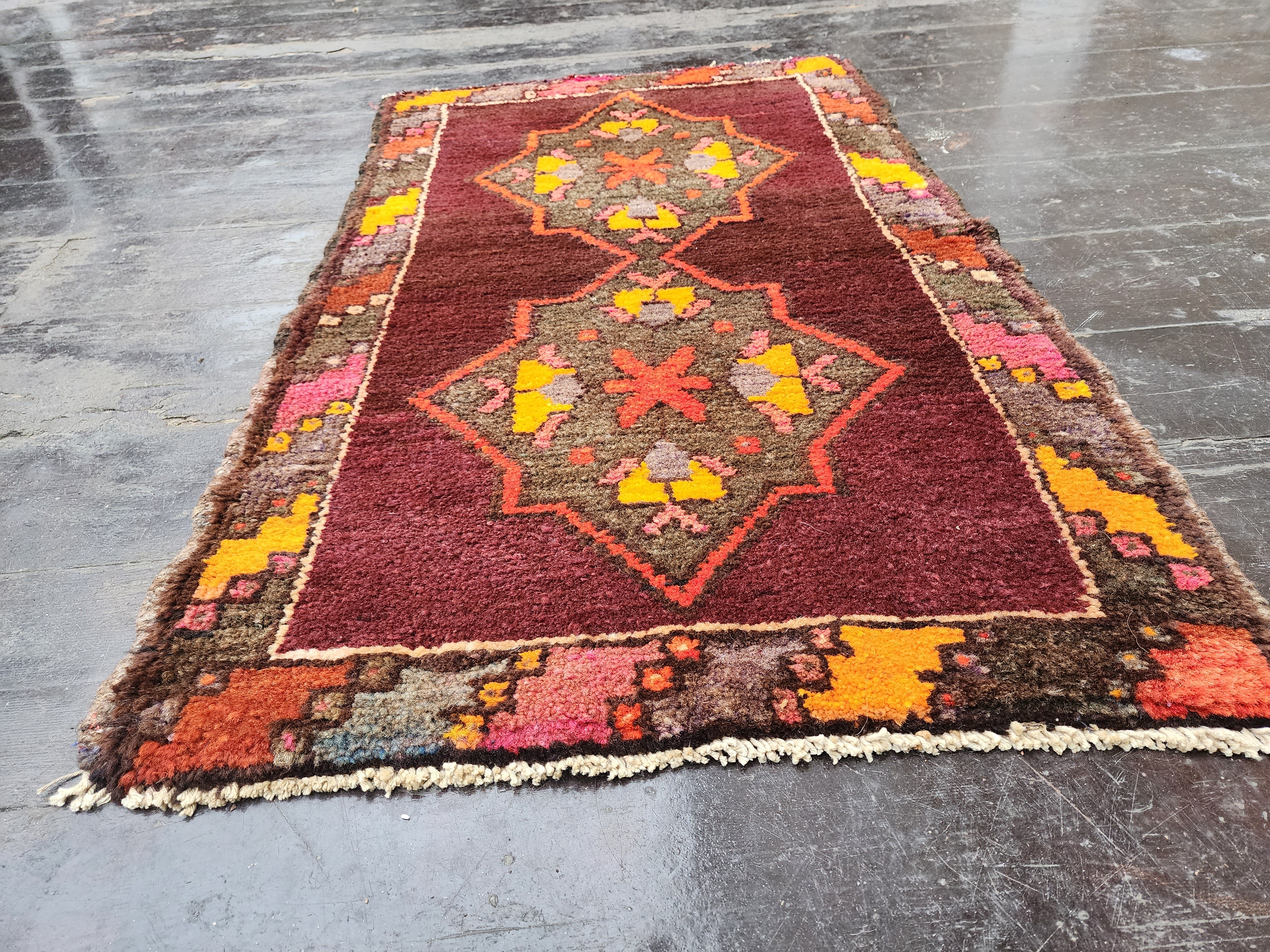 Tapis turc vintage, petit tapis, 2'9"x1'8"