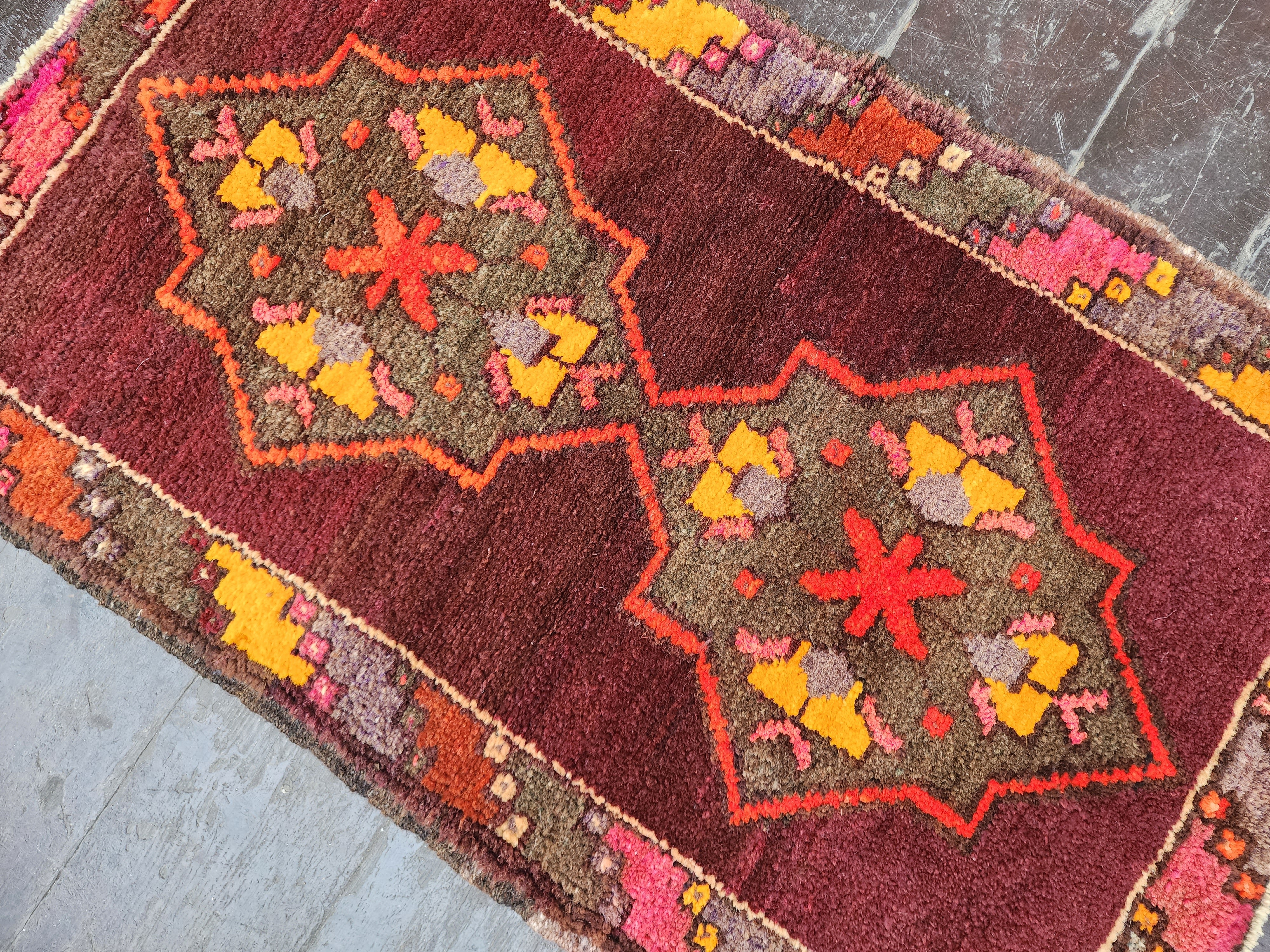 Tapis turc vintage, petit tapis, 2'9"x1'8"