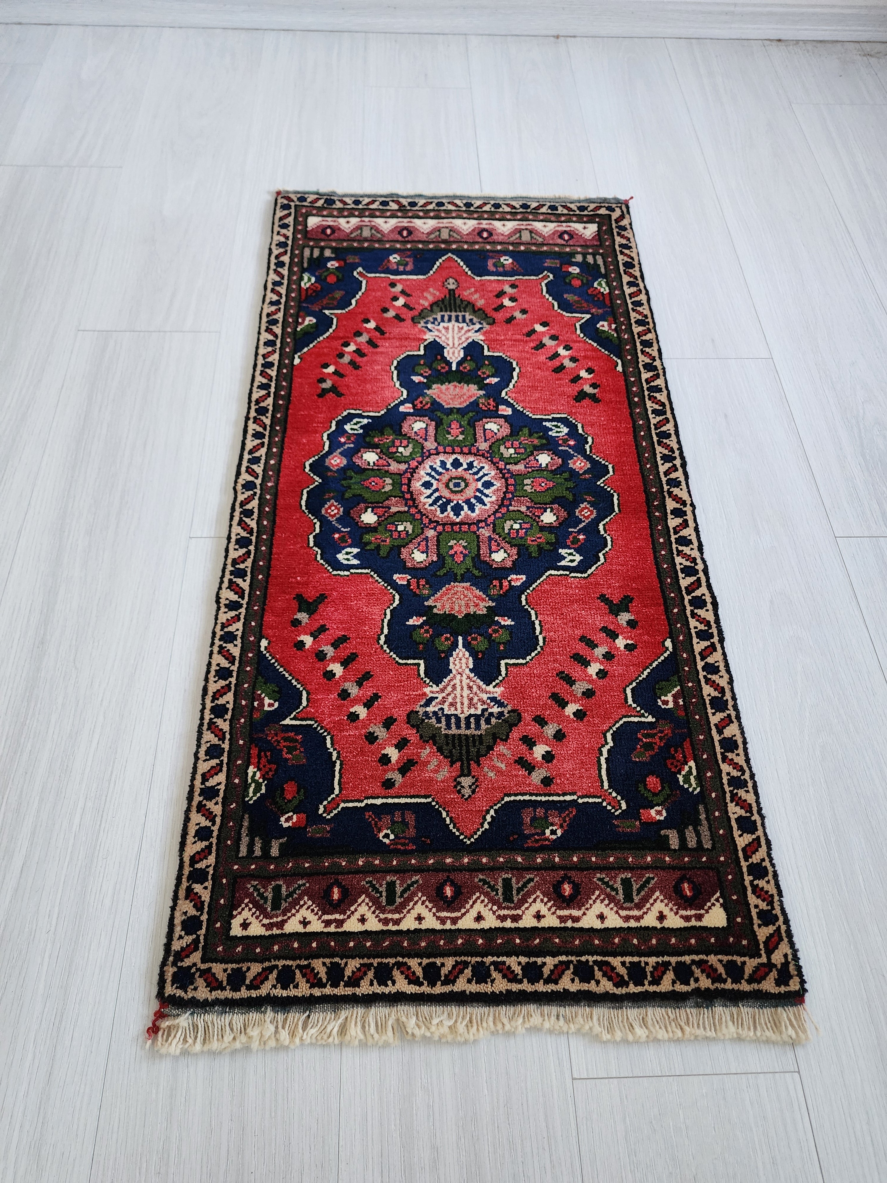 vintage Konya Wool Small Rug — back view