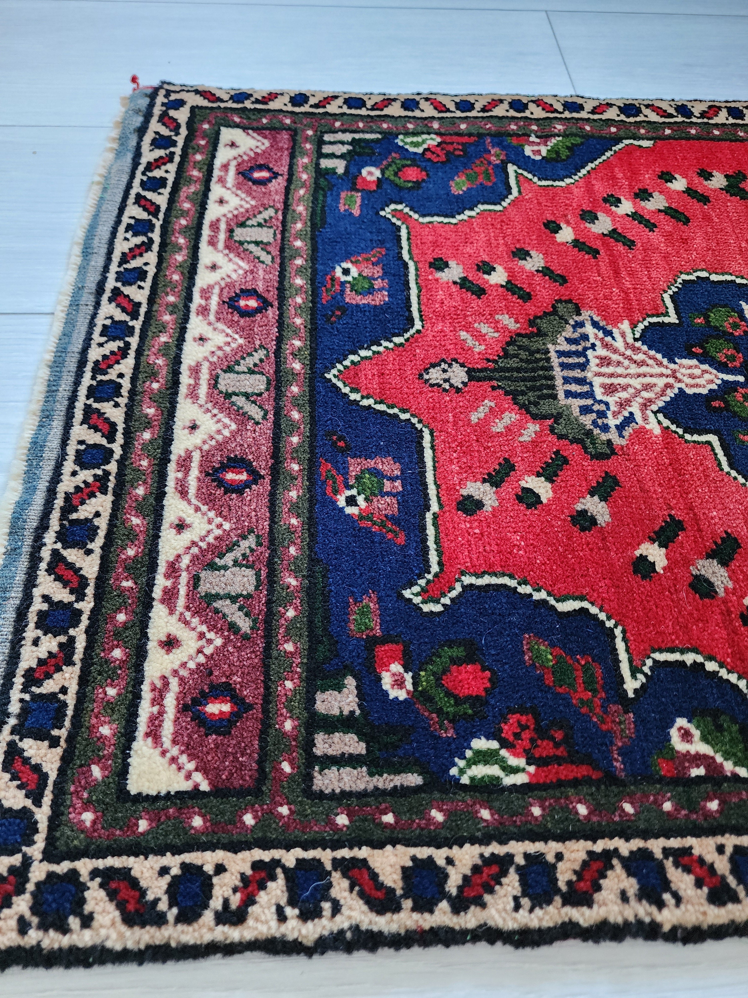 vintage Konya Wool Small Rug — pile detail