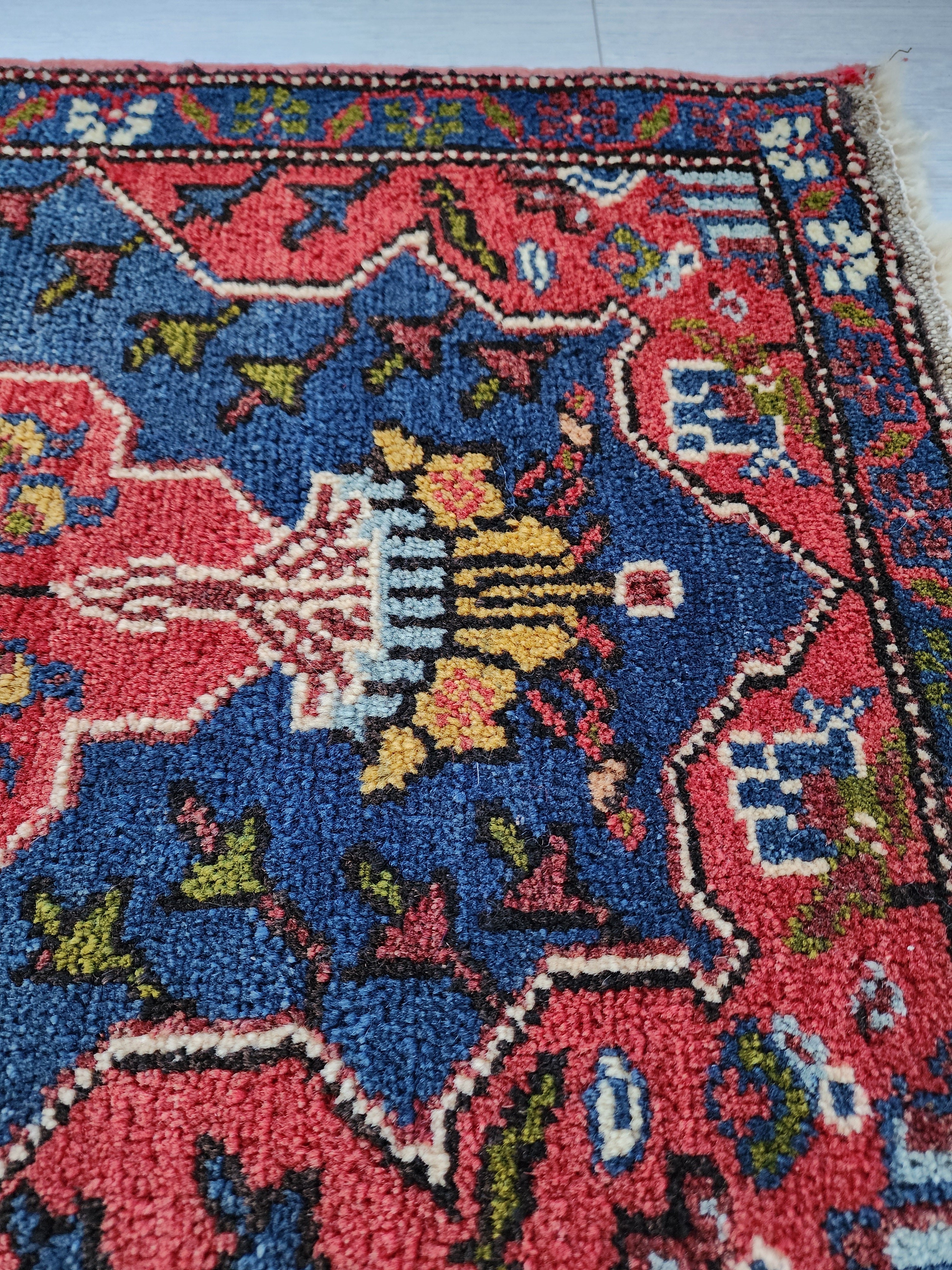 vintage Anatolian Wool Small Rug — edge weave